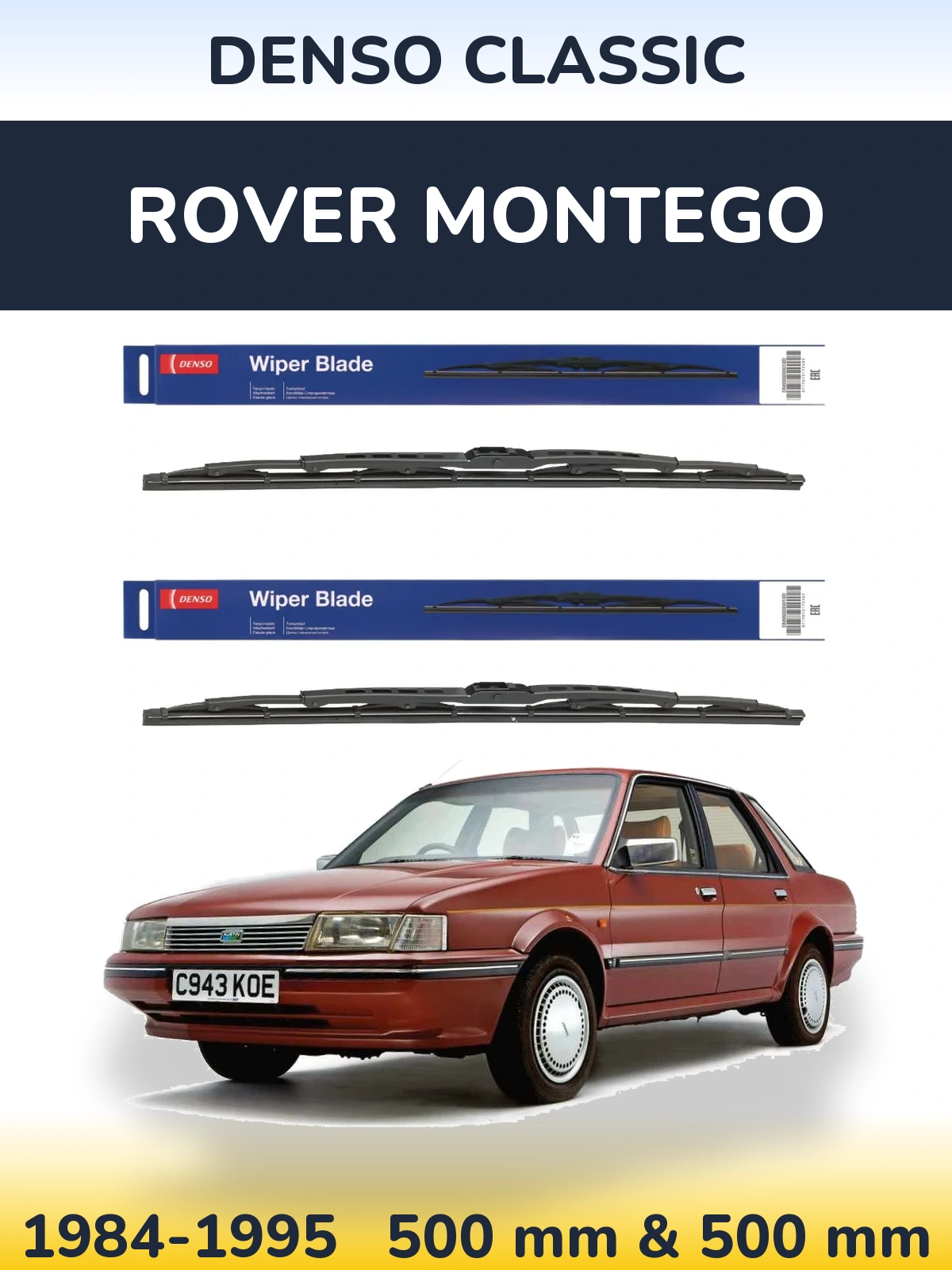 Sada předních stěračů Denso Classic 500 a 500 mm pro Rover Montego 1984-1995