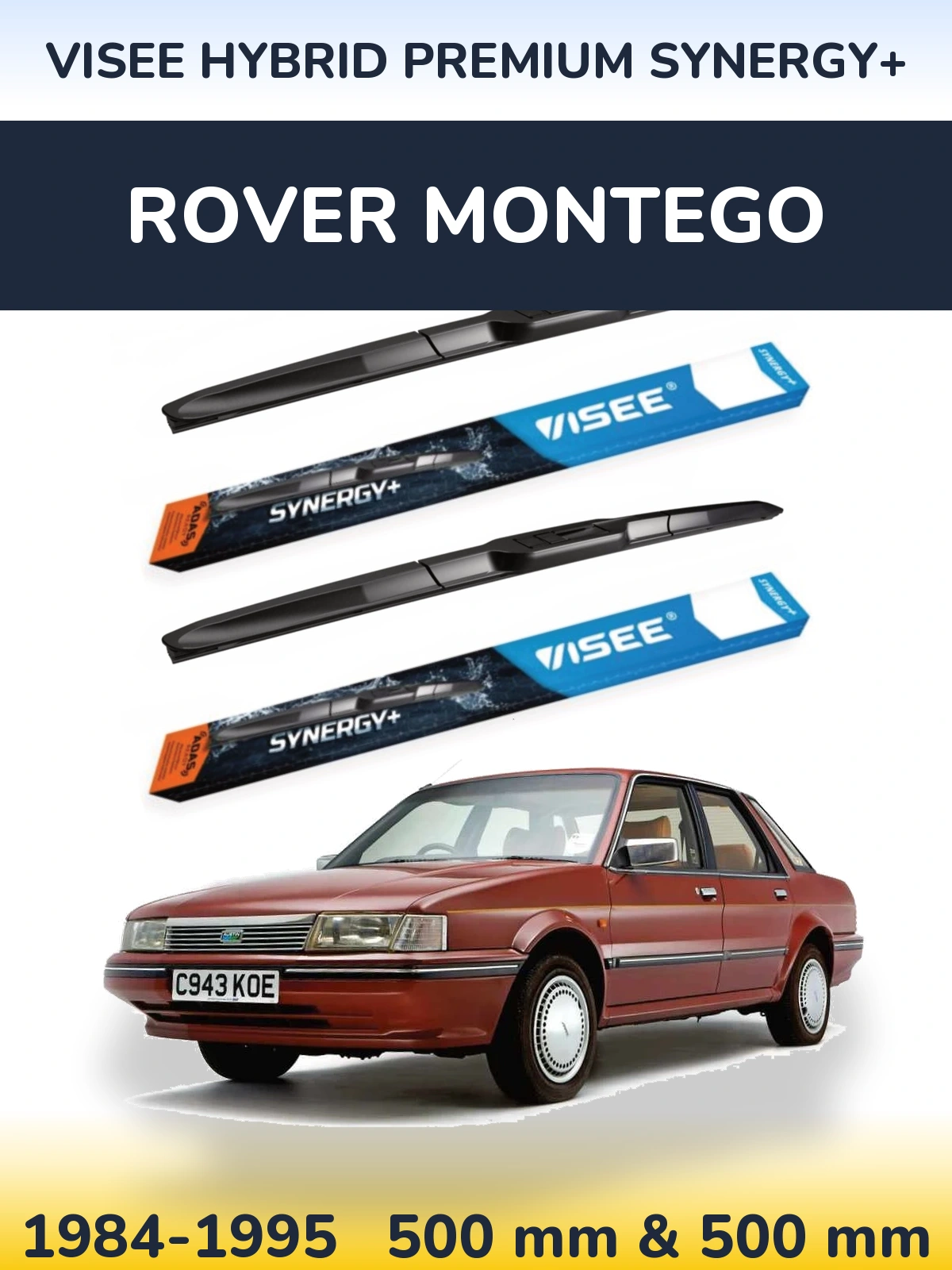 Sada předních stěračů VISEE HYBRID PREMIUM SYNERGY+ 500 a 500 mm pro Rover Montego 1984-1995