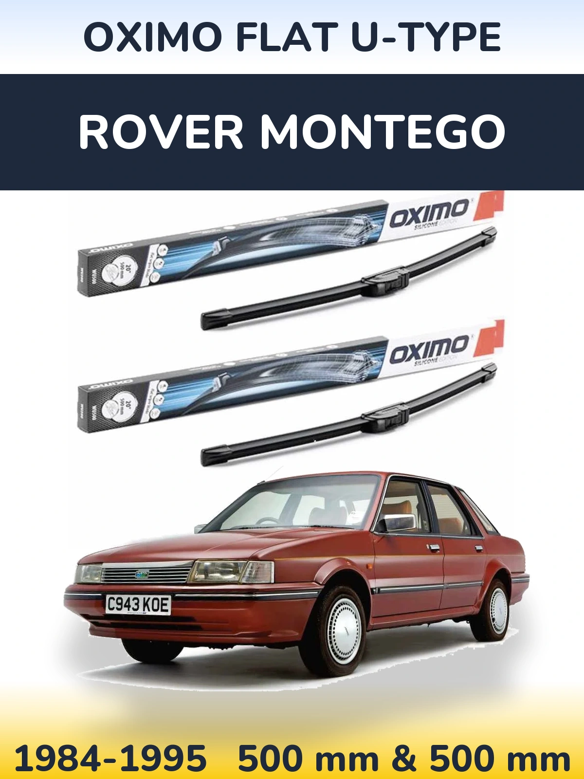 Sada předních stěračů Oximo Flat U-type 500 a 500 mm pro Rover Montego 1984-1995