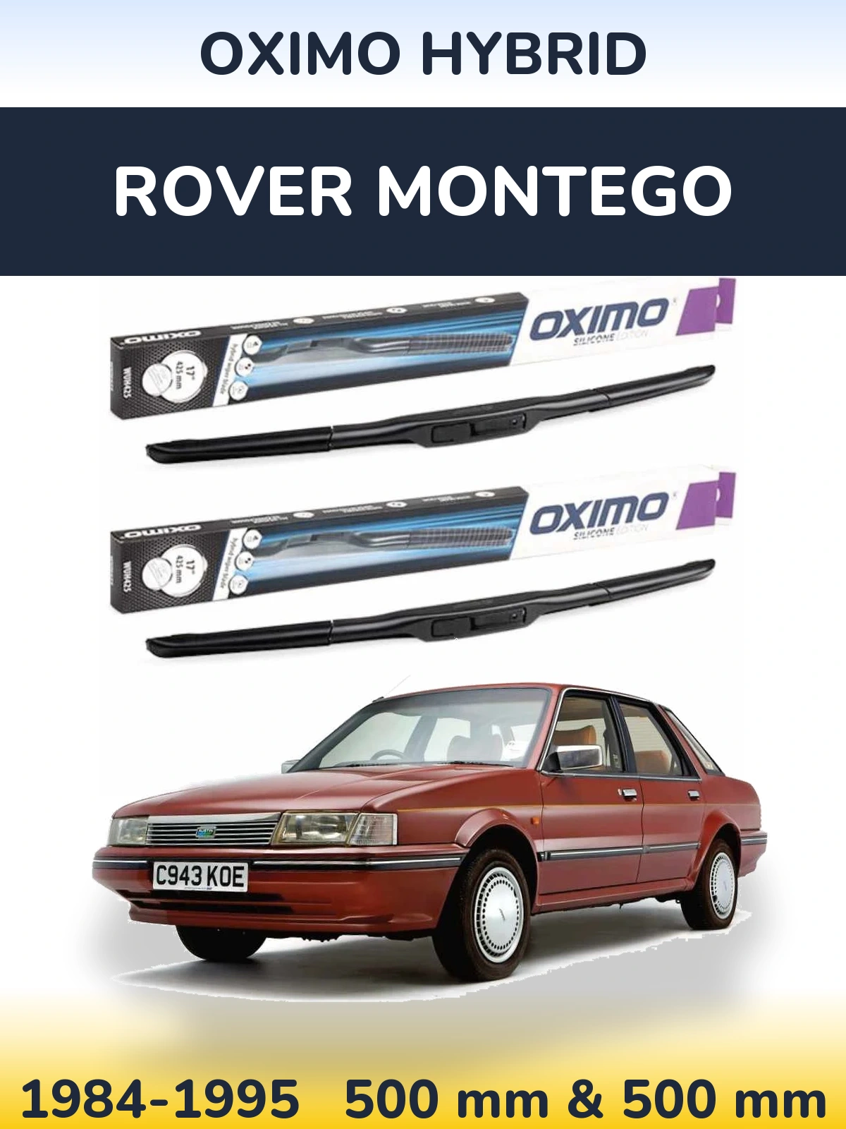 Sada předních stěračů Oximo Hybrid 500 a 500 mm pro Rover Montego 1984-1995