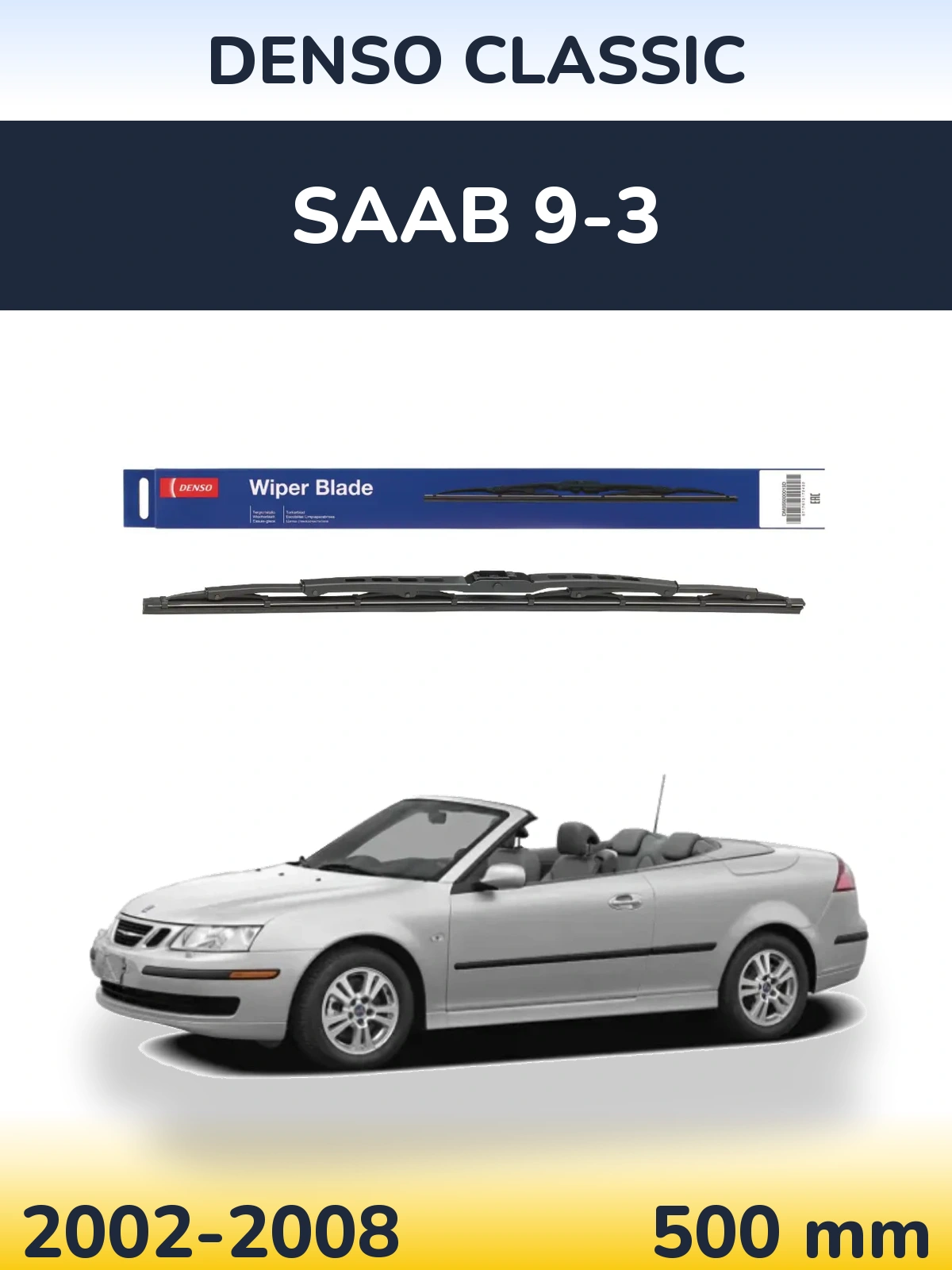Zadní stěrač Denso Classic 500 mm pro SAAB 9-3 2002-2008