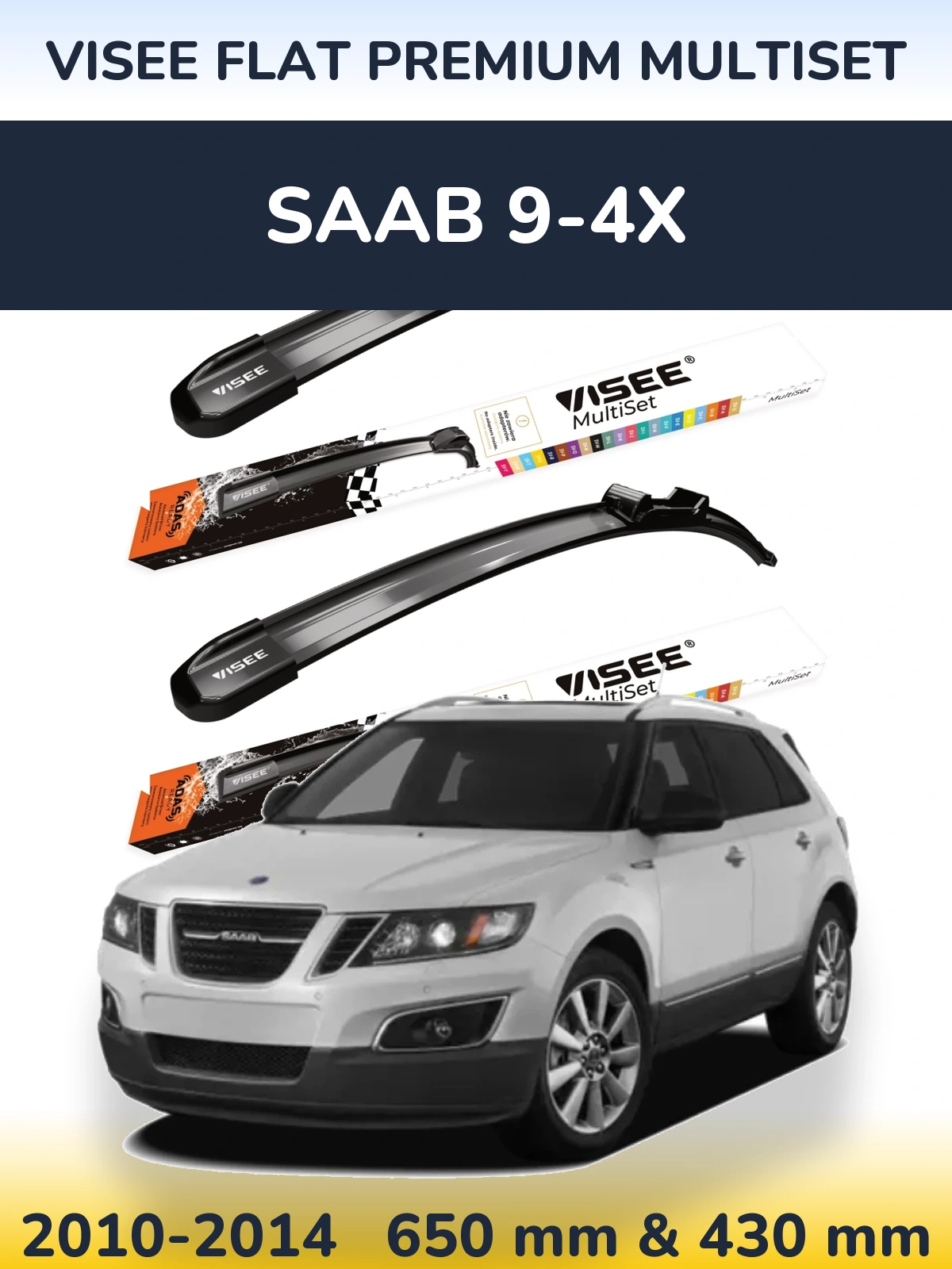 Sada předních stěračů VISEE FLAT PREMIUM MultiSet 650 a 430 mm pro SAAB 9-4X 2010-2014