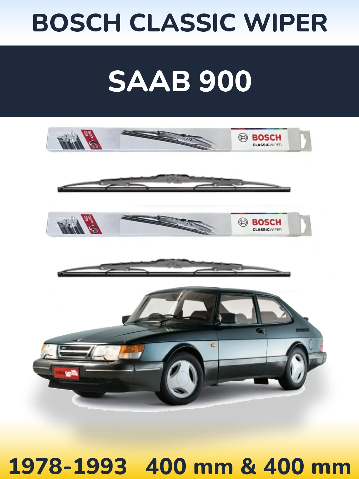 Sada předních stěračů BOSCH Classic Wiper 400 a 400 mm pro SAAB 900 1978-1993