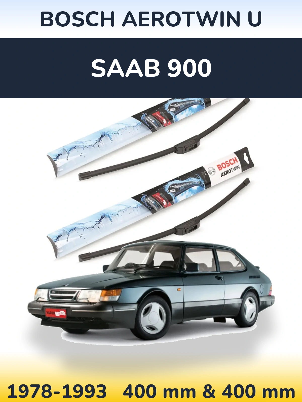 Sada předních stěračů BOSCH AeroTwin U 400 a 400 mm pro SAAB 900 1978-1993