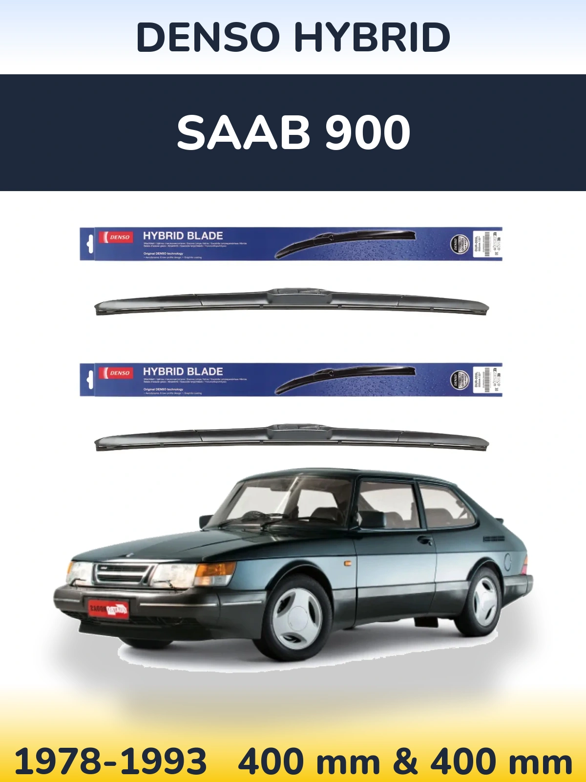 Комплект передніх щіток Denso Hybrid 400 & 400 мм для SAAB 900 1978-1993