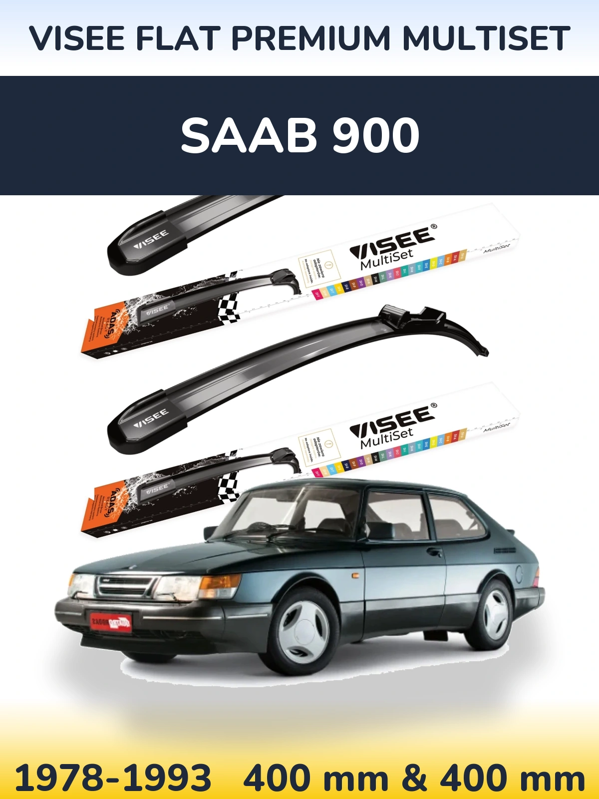 Sada předních stěračů VISEE FLAT PREMIUM MultiSet 400 a 400 mm pro SAAB 900 1978-1993