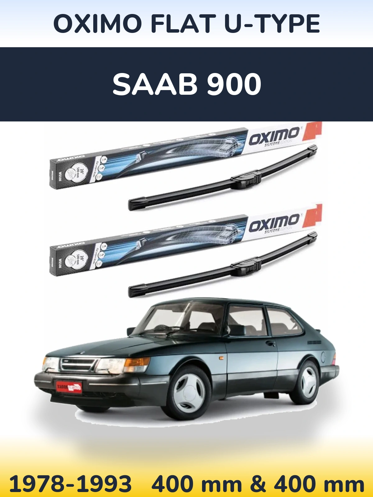 Sada předních stěračů Oximo Flat U-type 400 a 400 mm pro SAAB 900 1978-1993