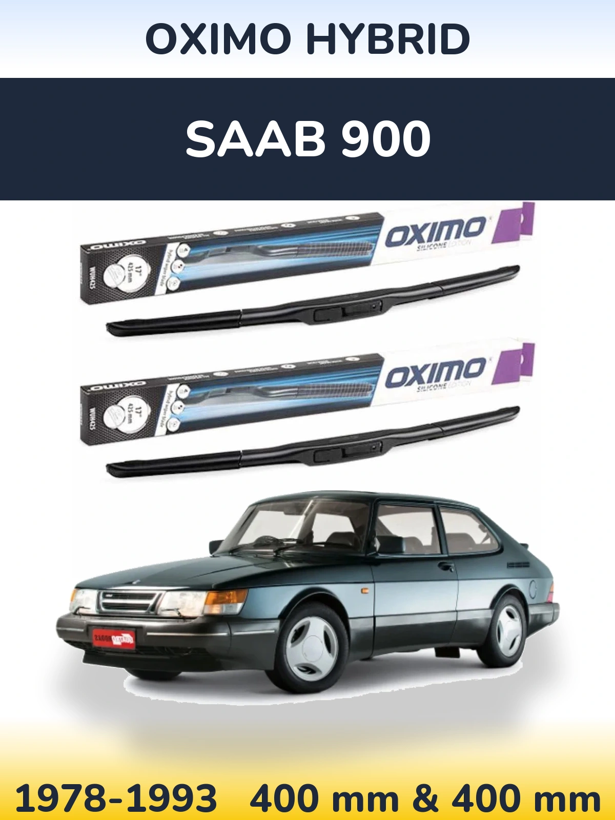 Sada předních stěračů Oximo Hybrid 400 a 400 mm pro SAAB 900 1978-1993