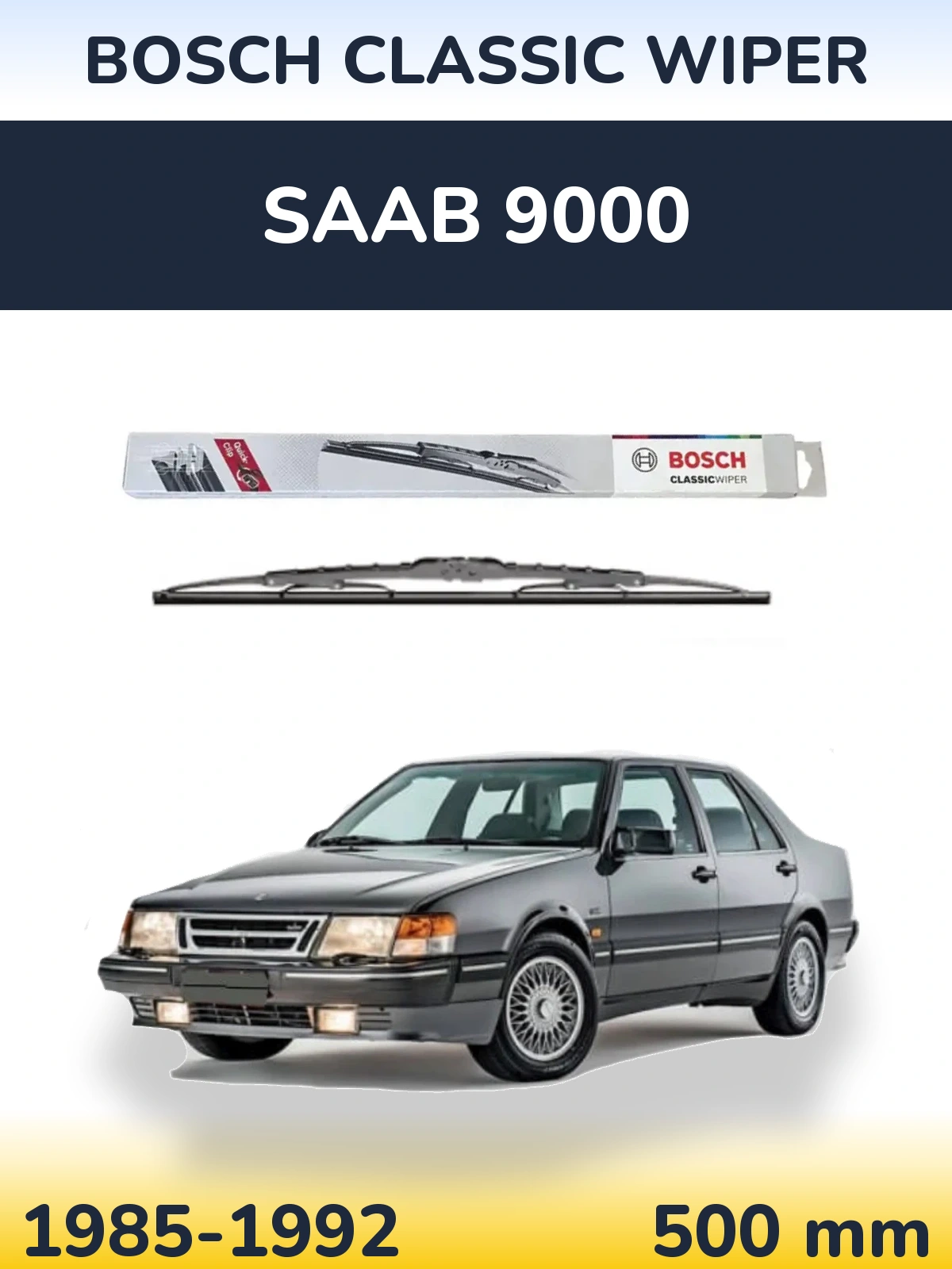 Zadní stěrač BOSCH Classic Wiper 500 mm pro SAAB 9000 1985-1992