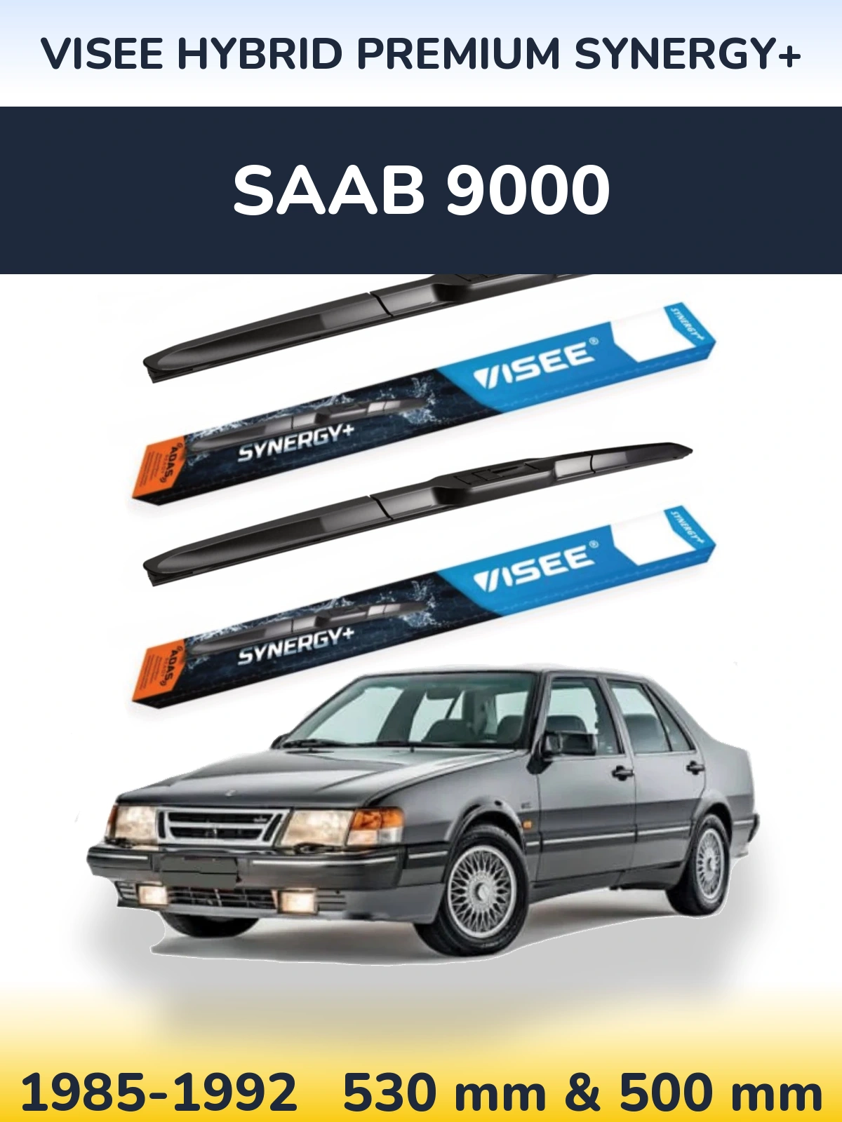 Sada předních stěračů VISEE HYBRID PREMIUM SYNERGY+ 530 a 500 mm pro SAAB 9000 1985-1992