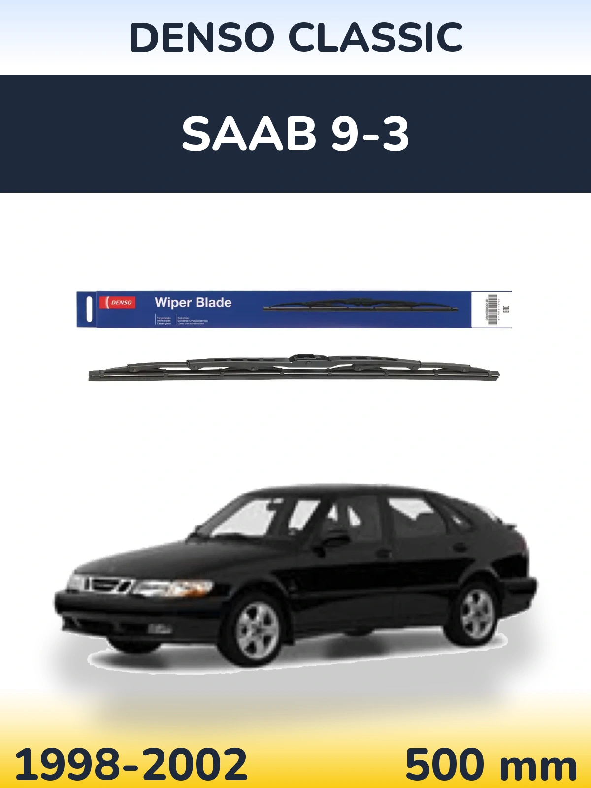 Zadní stěrač Denso Classic 500 mm pro SAAB 9-3 1998-2002