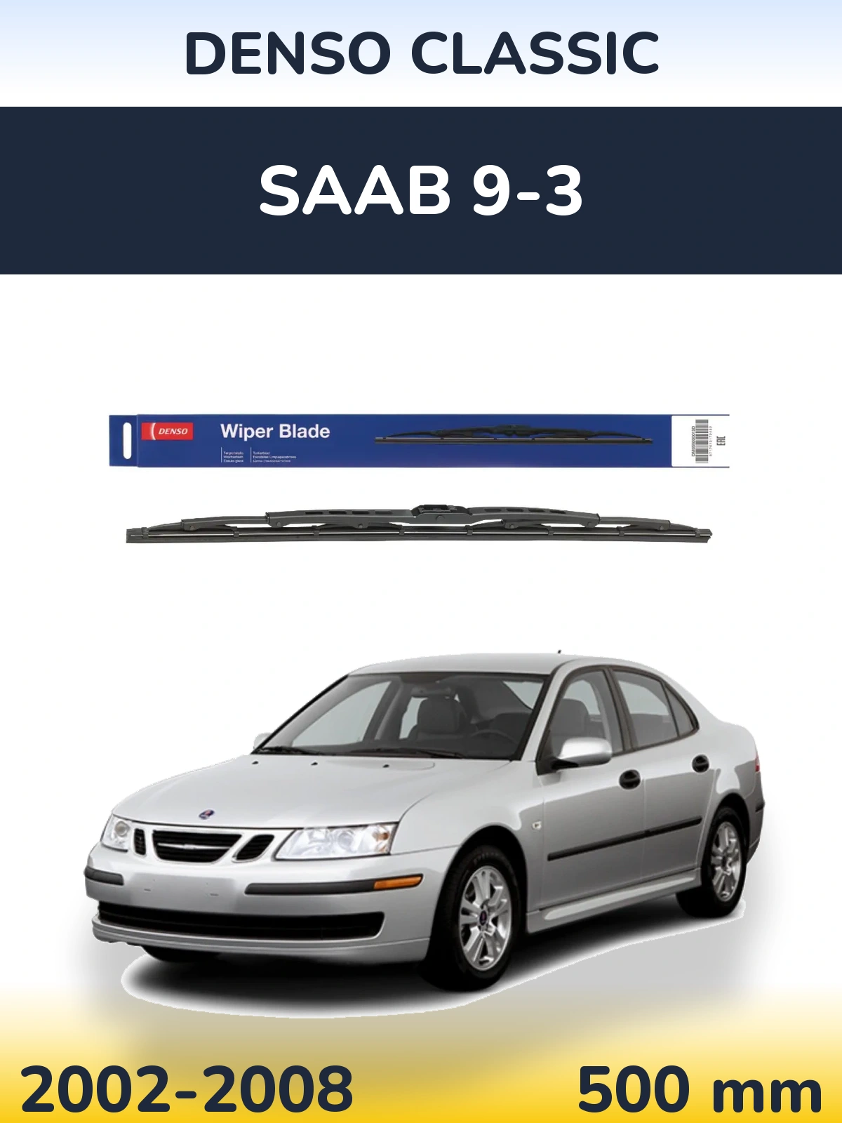 Zadní stěrač Denso Classic 500 mm pro SAAB 9-3 2002-2008