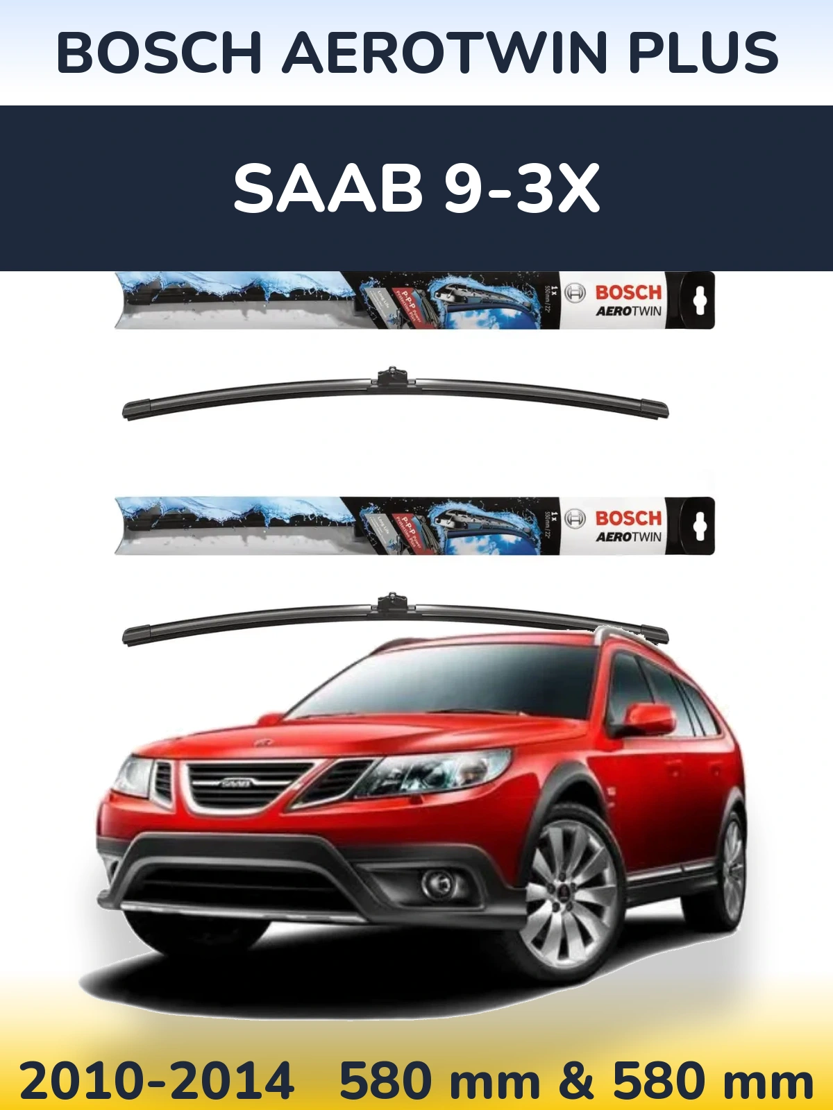 Sada předních stěračů BOSCH AeroTwin Plus 580 a 580 mm pro SAAB 9-3X 2010-2014