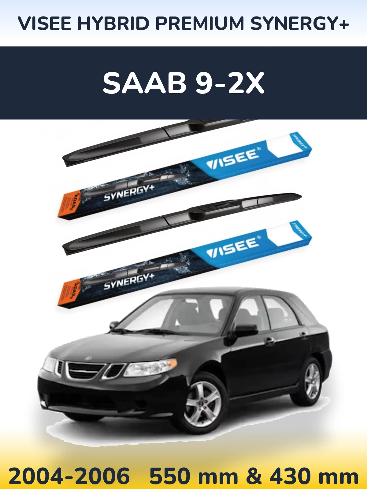 Sada předních stěračů VISEE HYBRID PREMIUM SYNERGY+ 550 a 430 mm pro SAAB 9-2X 2004-2006