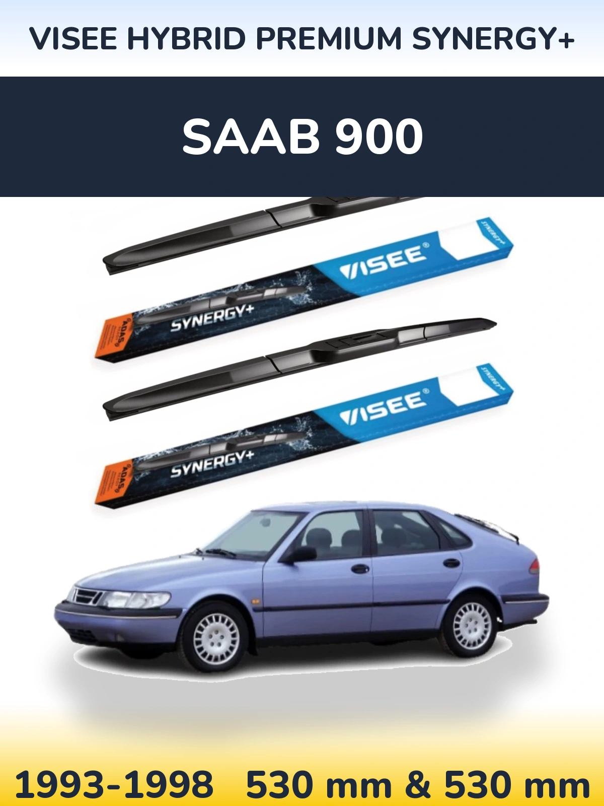 Комплект передніх щіток VISEE HYBRID PREMIUM SYNERGY+ 530 & 530 мм для SAAB 900 1993-1998