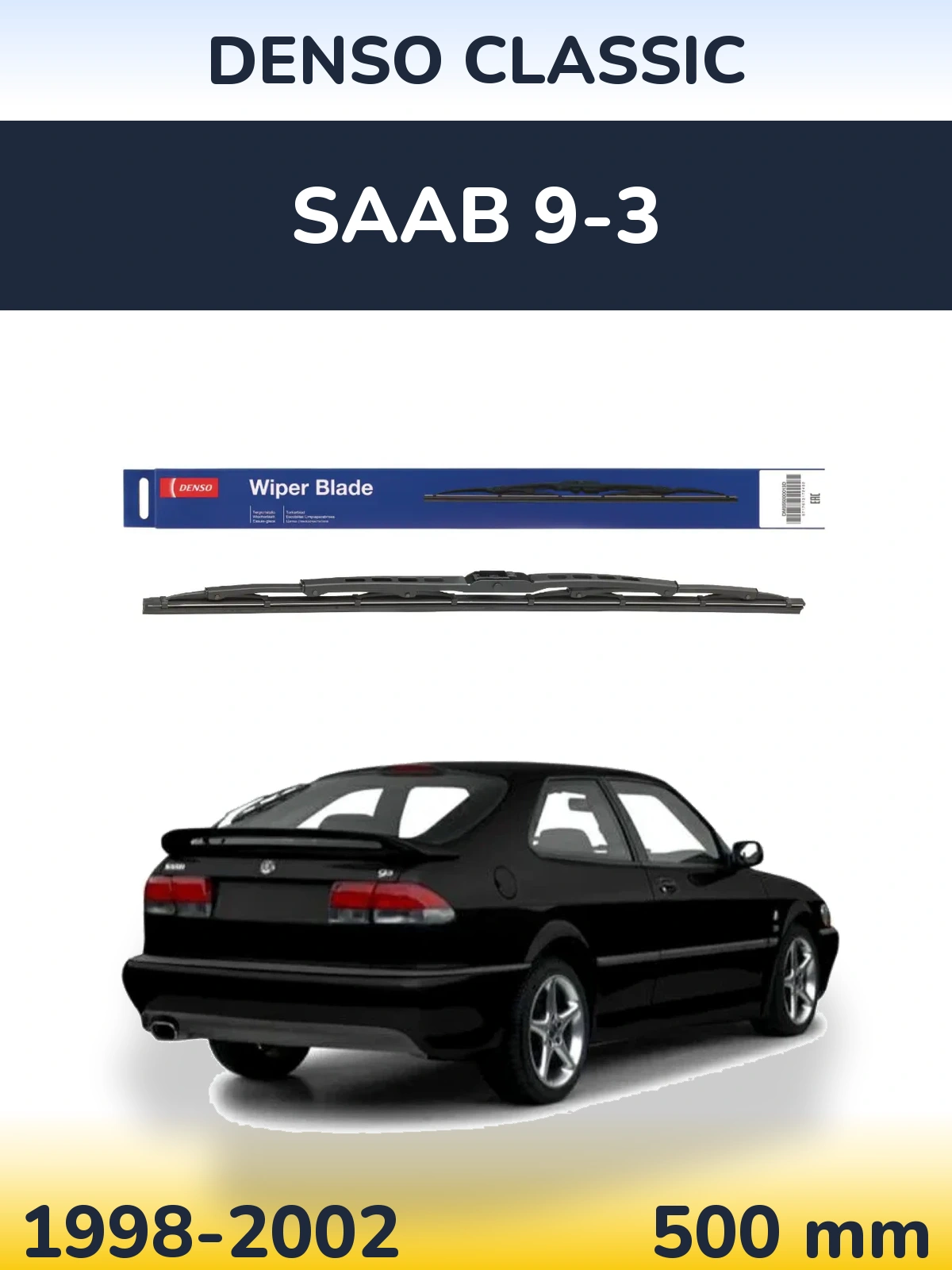 Zadní stěrač Denso Classic 500 mm pro SAAB 9-3 1998-2002