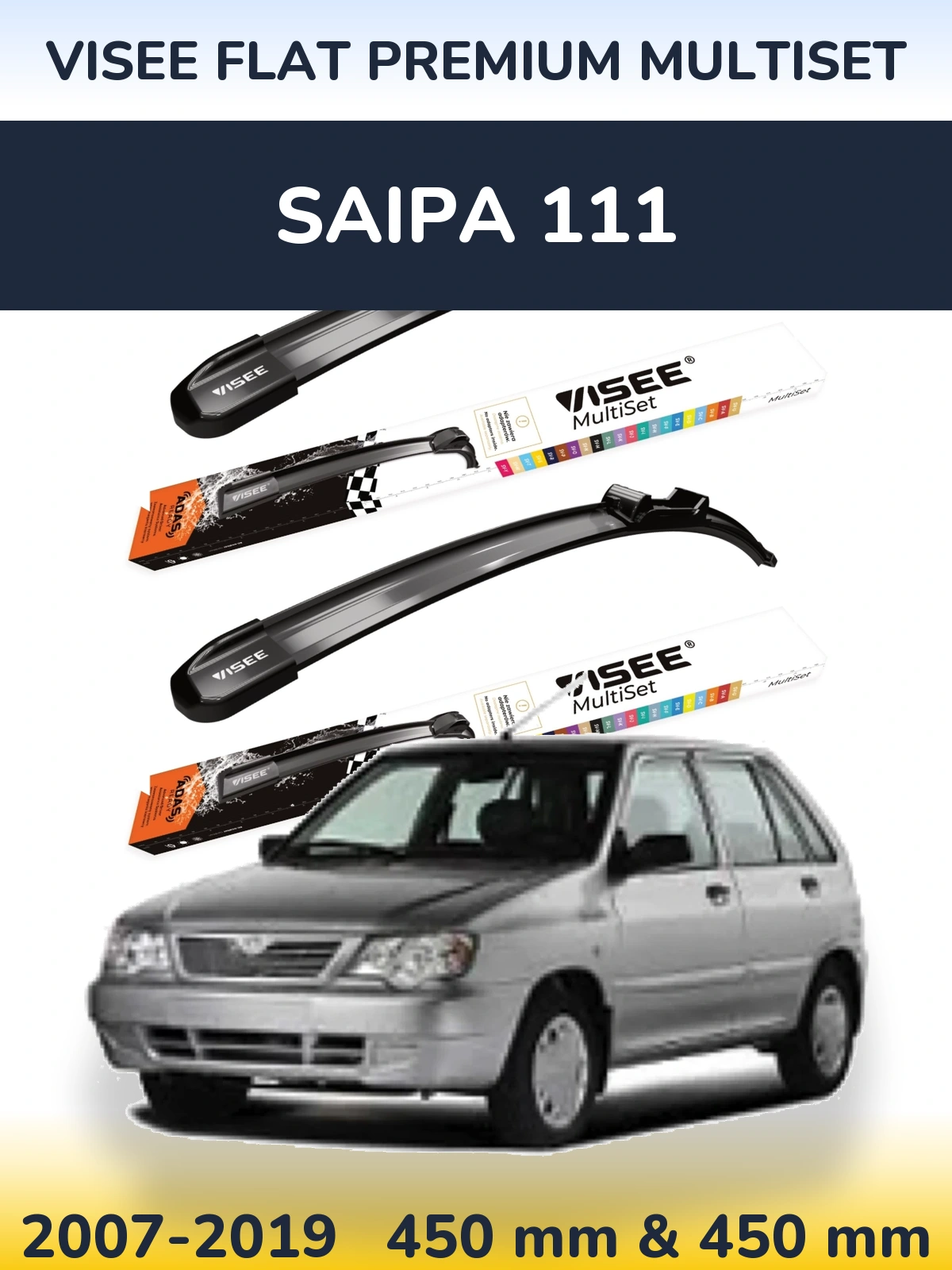Sada předních stěračů VISEE FLAT PREMIUM MultiSet 450 a 450 mm pro Saipa 111 2007-2019