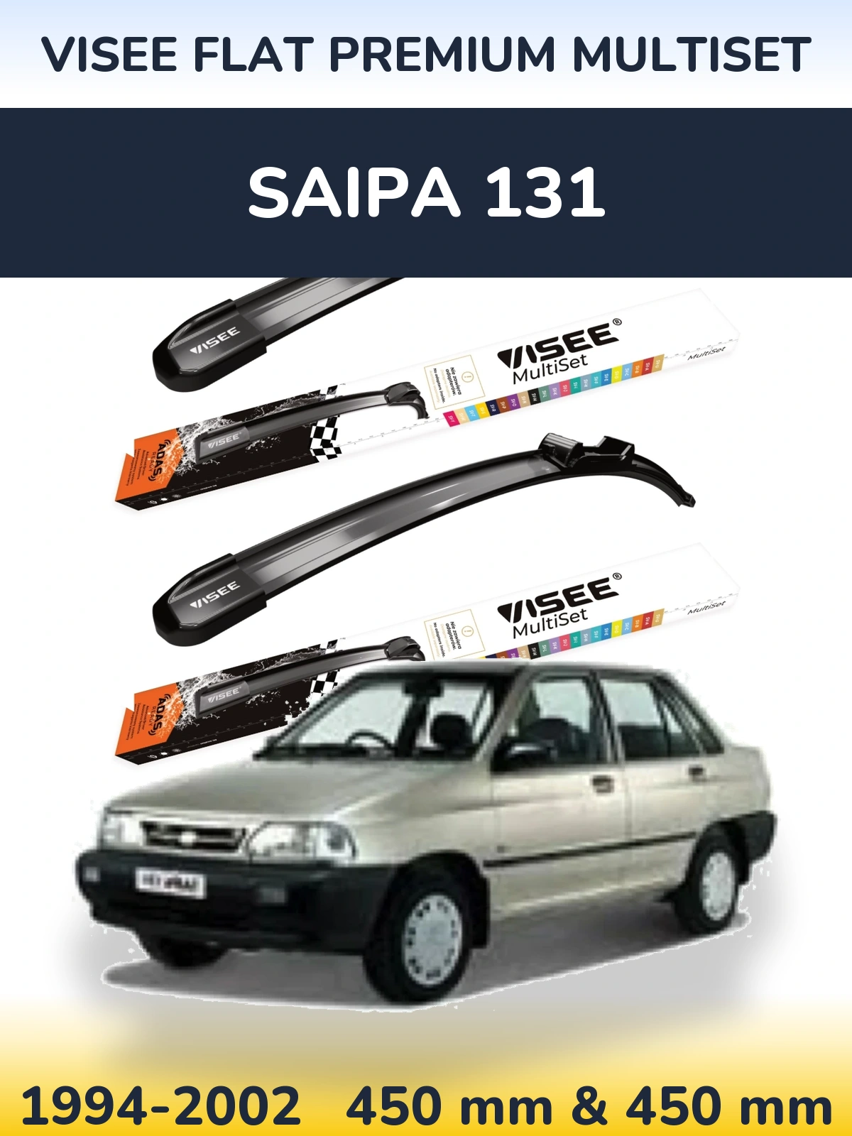 Sada předních stěračů VISEE FLAT PREMIUM MultiSet 450 a 450 mm pro Saipa 131 1994-2002