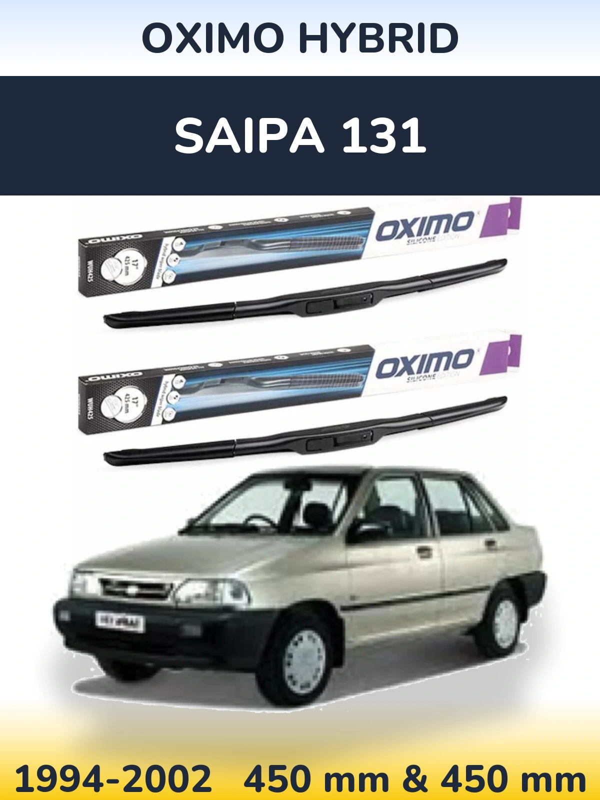 Sada předních stěračů Oximo Hybrid 450 a 450 mm pro Saipa 131 1994-2002