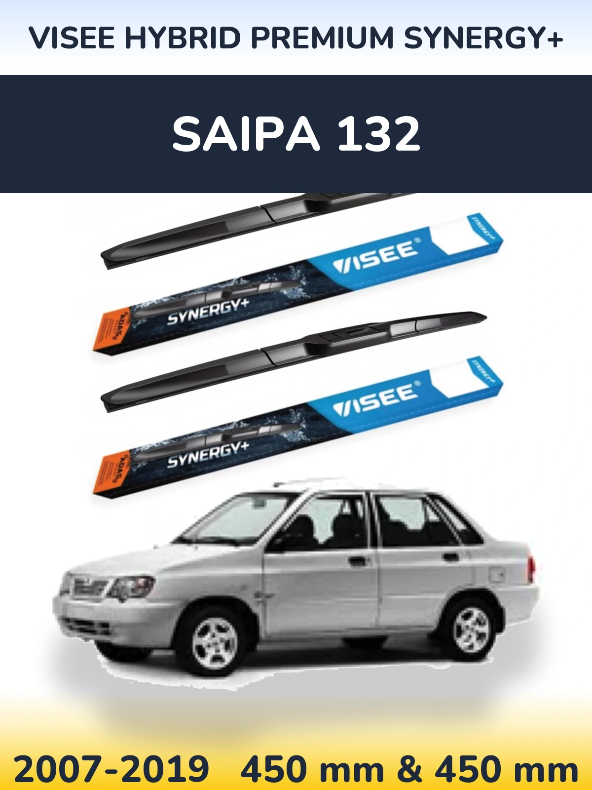 Sada předních stěračů VISEE HYBRID PREMIUM SYNERGY+ 450 a 450 mm pro Saipa 132 2007-2019