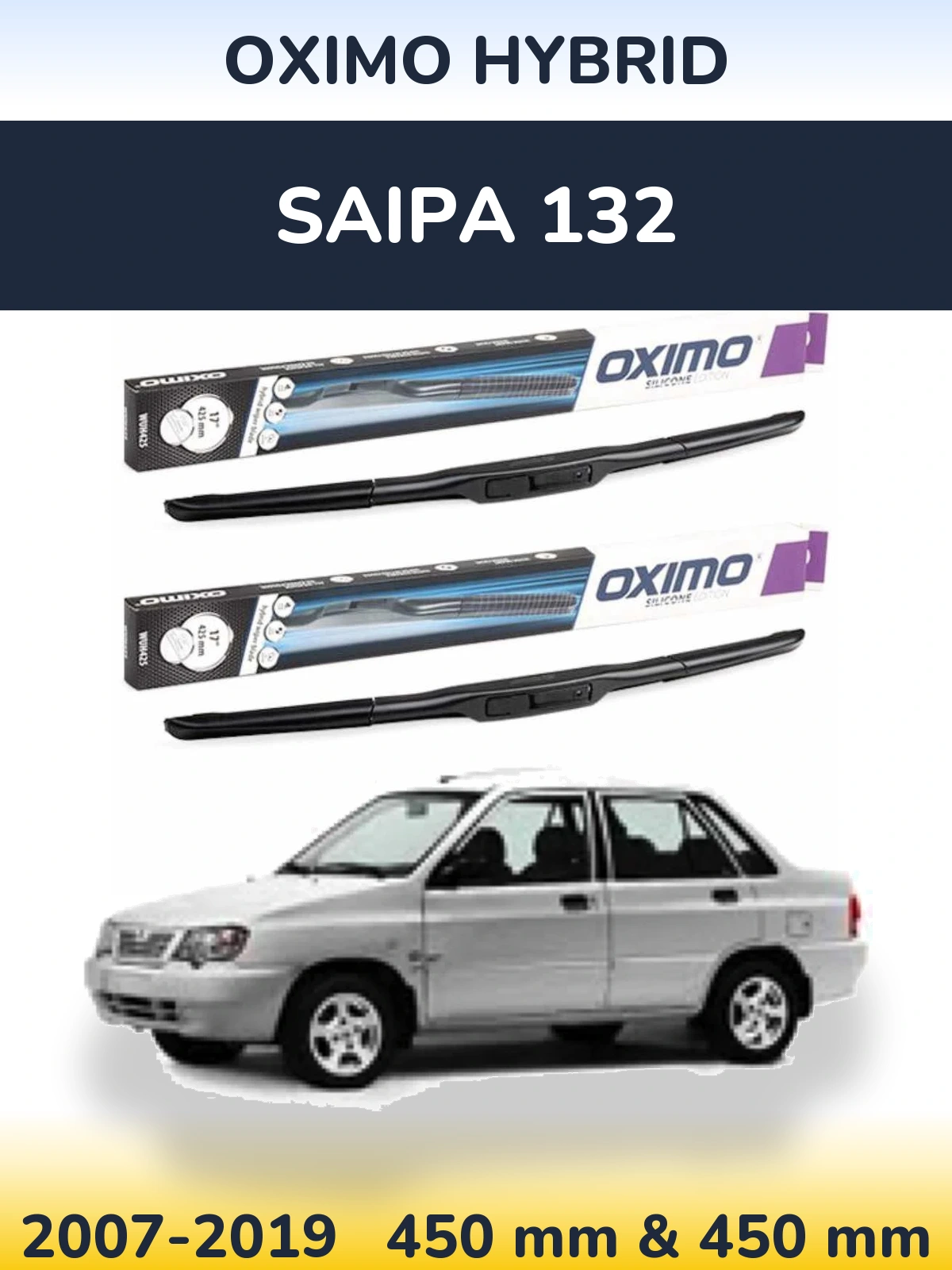 Sada předních stěračů Oximo Hybrid 450 a 450 mm pro Saipa 132 2007-2019