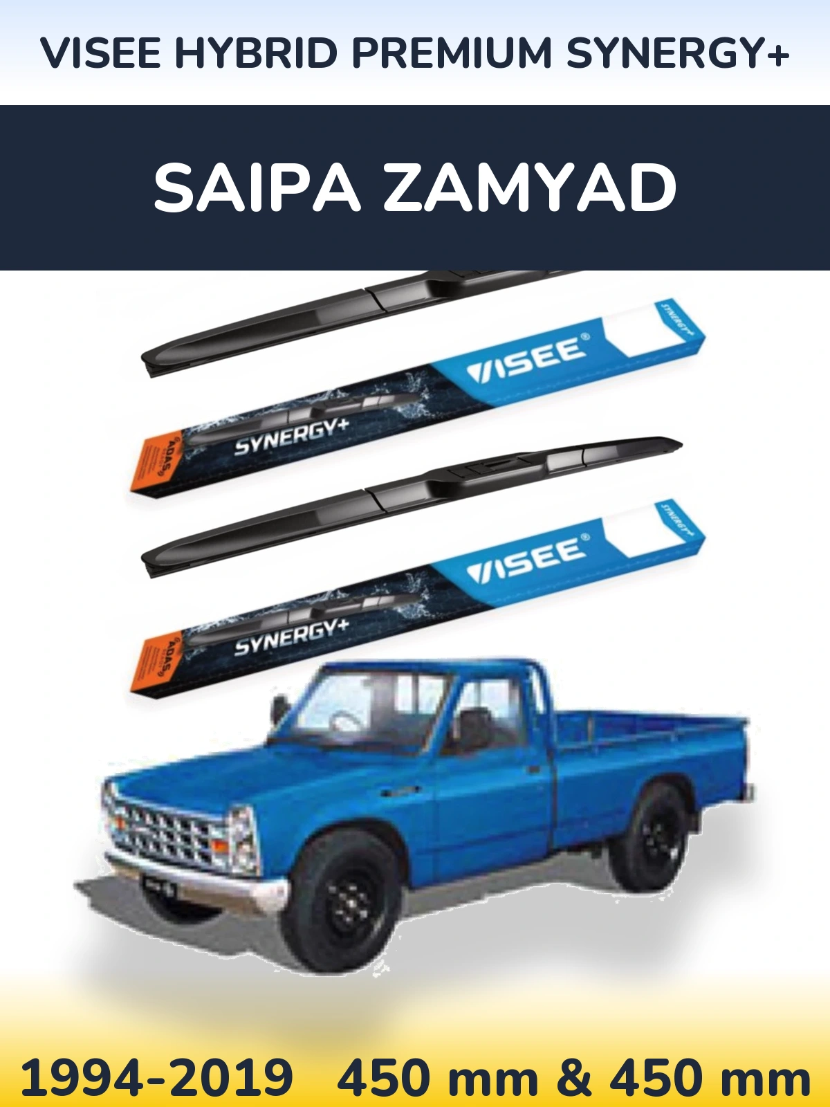 Sada předních stěračů VISEE HYBRID PREMIUM SYNERGY+ 450 a 450 mm pro Saipa Zamyad 1994-2019