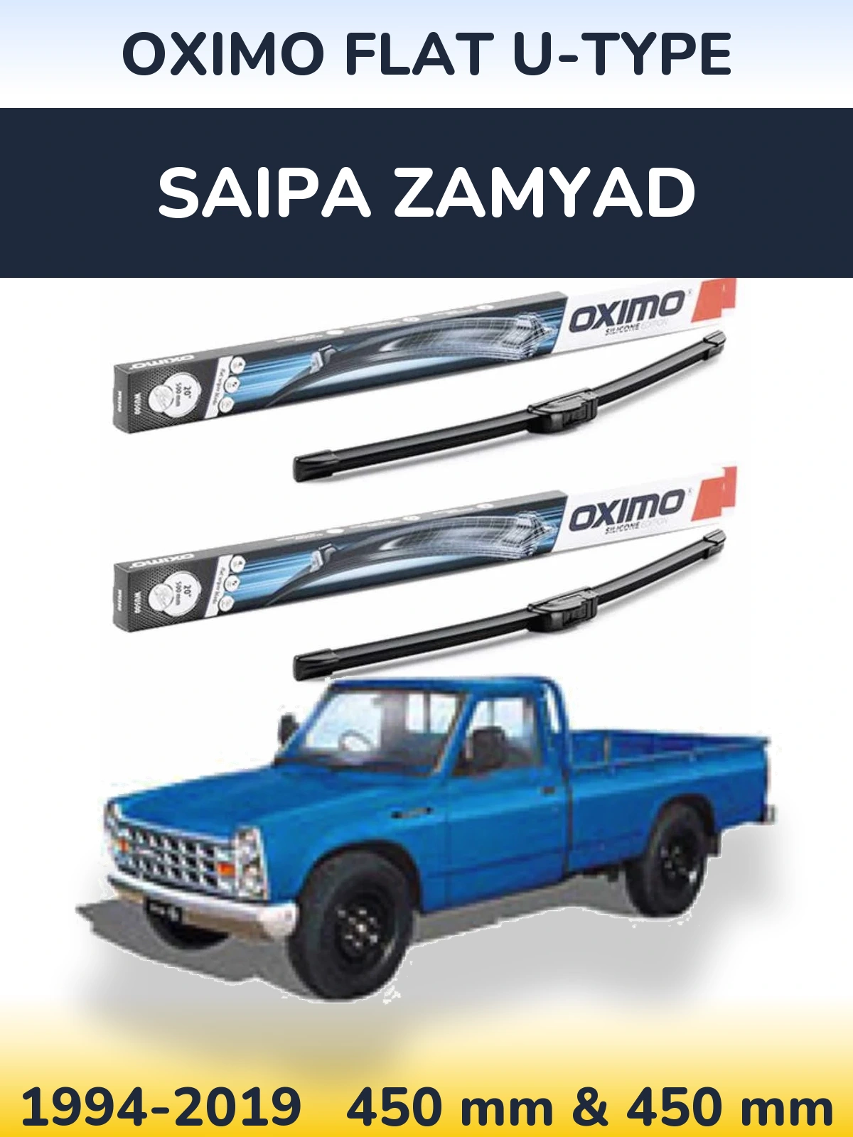 Sada předních stěračů Oximo Flat U-type 450 a 450 mm pro Saipa Zamyad 1994-2019