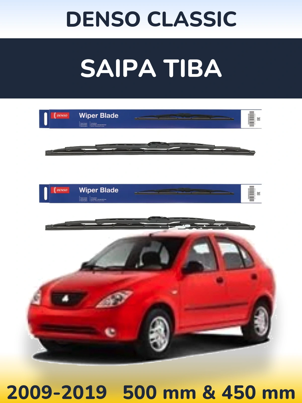 Sada předních stěračů Denso Classic 500 a 450 mm pro Saipa Tiba 2009-2019