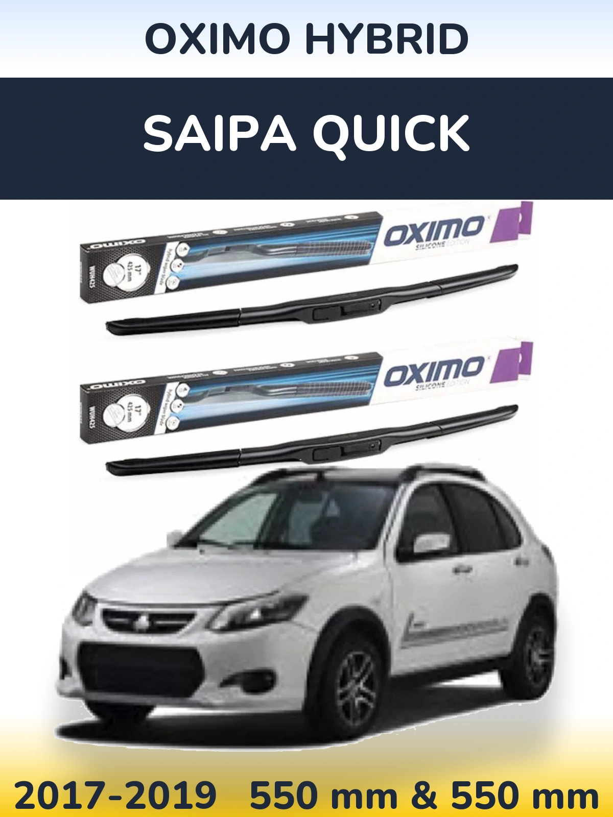 Sada předních stěračů Oximo Hybrid 550 a 550 mm pro Saipa Quick 2017-2019