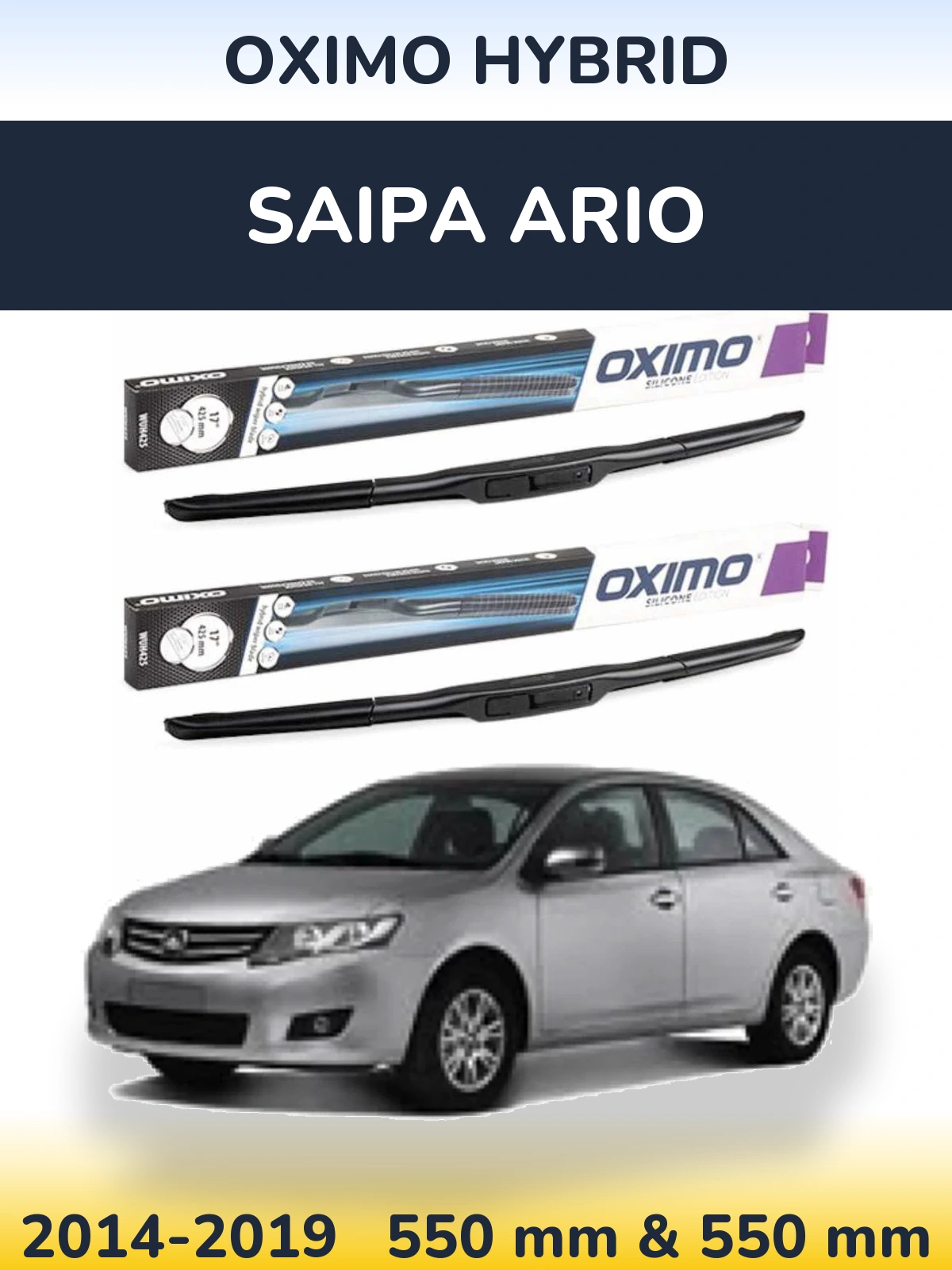 Sada předních stěračů Oximo Hybrid 550 a 550 mm pro Saipa Ario 2014-2019