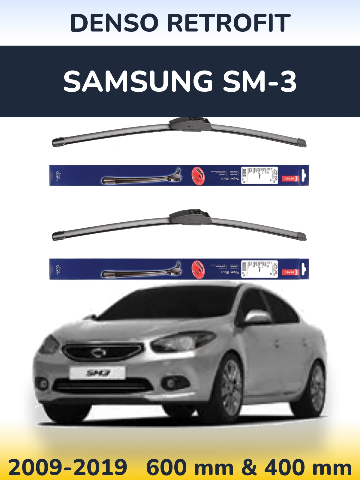 Sada předních stěračů Denso Retrofit 600 a 400 mm pro Samsung SM-3 2009-2019