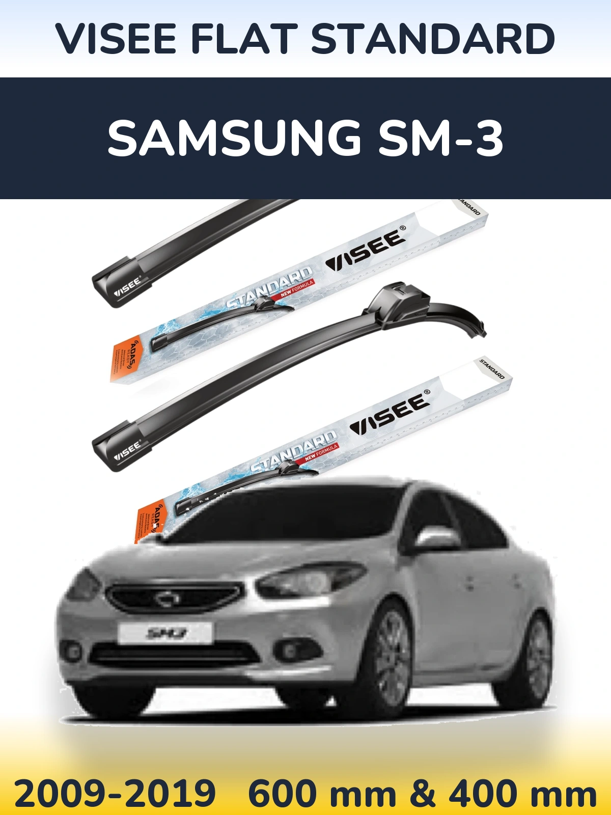 Sada předních stěračů VISEE FLAT STANDARD 600 a 400 mm pro Samsung SM-3 2009-2019