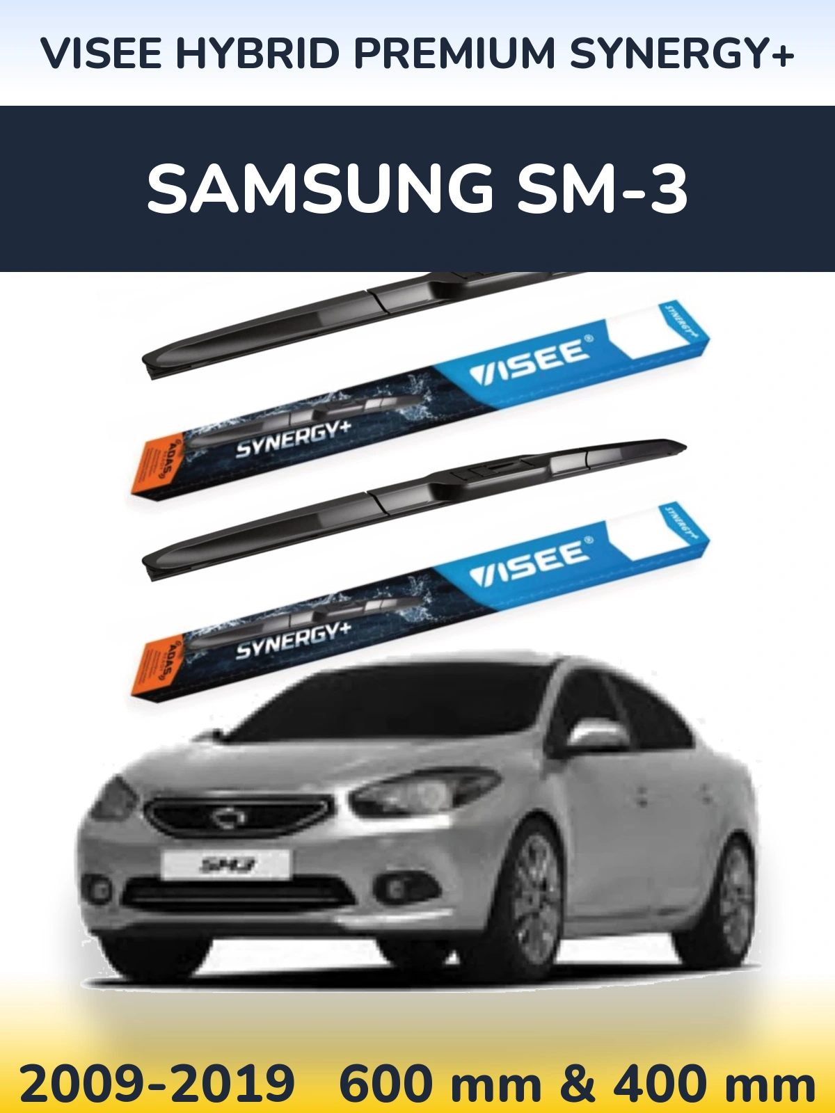 Sada předních stěračů VISEE HYBRID PREMIUM SYNERGY+ 600 a 400 mm pro Samsung SM-3 2009-2019