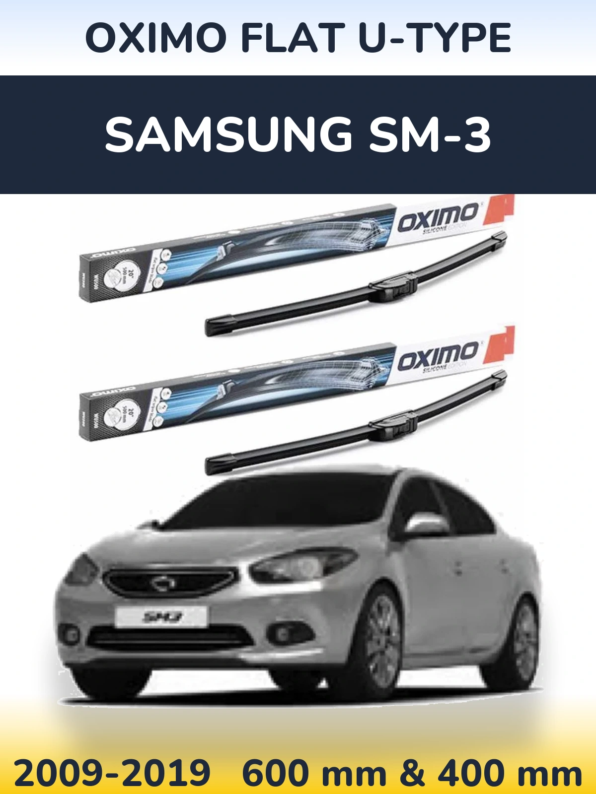 Sada předních stěračů Oximo Flat U-type 600 a 400 mm pro Samsung SM-3 2009-2019
