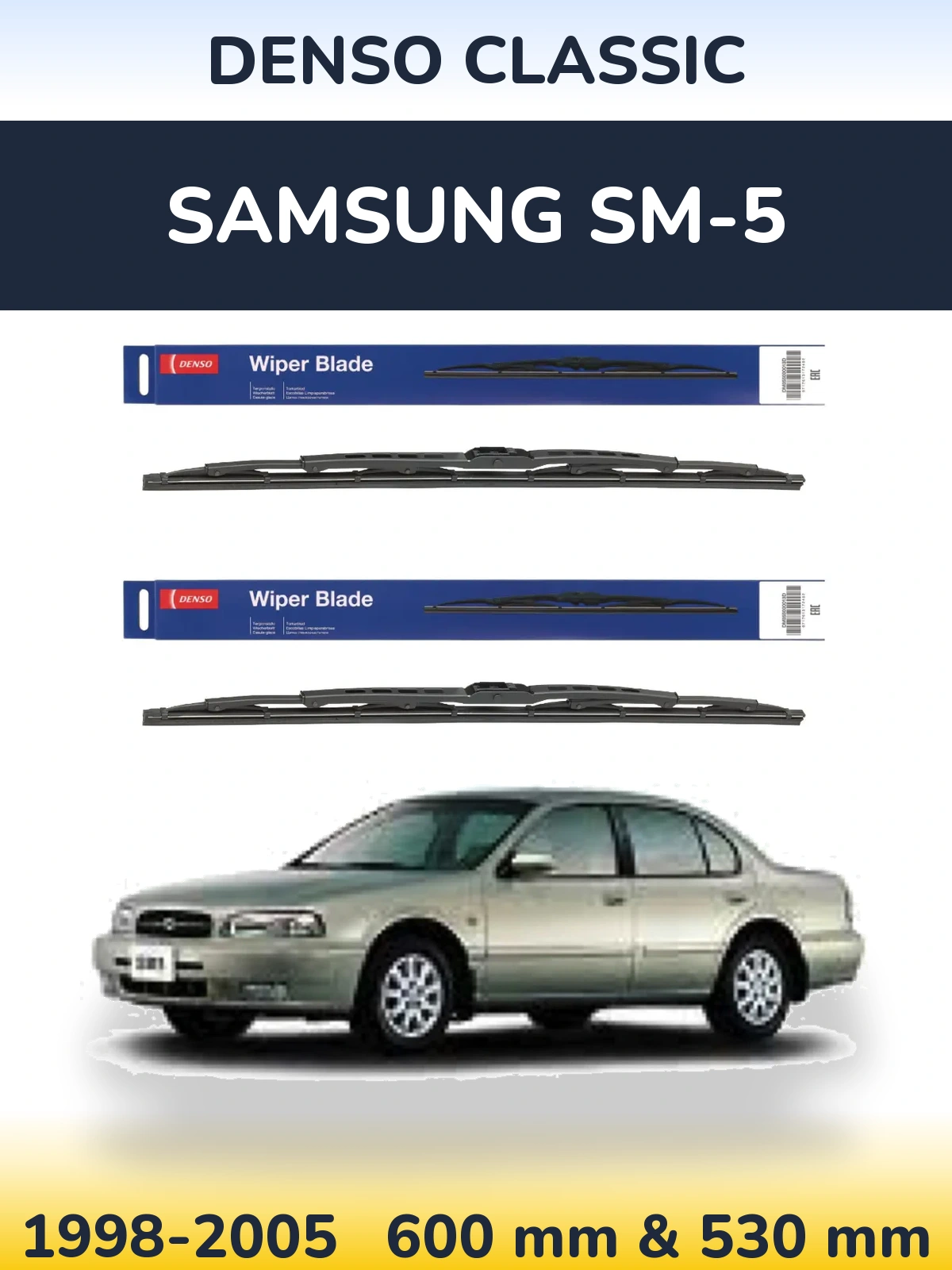 Sada předních stěračů Denso Classic 600 a 530 mm pro Samsung SM-5 1998-2005