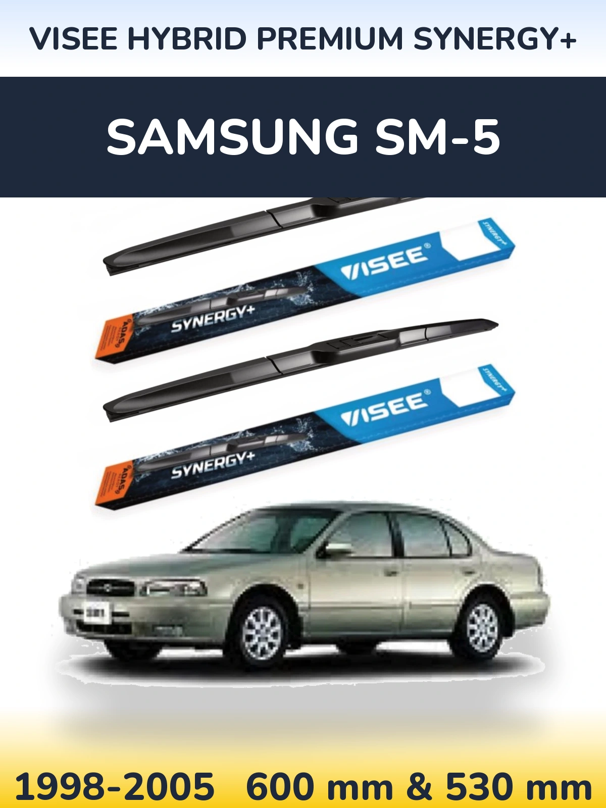 Sada předních stěračů VISEE HYBRID PREMIUM SYNERGY+ 600 a 530 mm pro Samsung SM-5 1998-2005