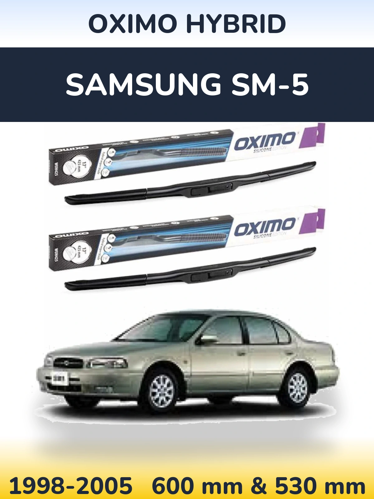 Sada předních stěračů Oximo Hybrid 600 a 530 mm pro Samsung SM-5 1998-2005