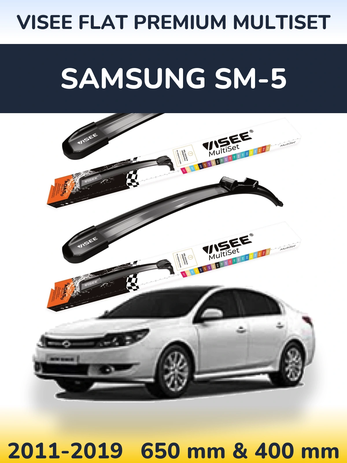 Sada předních stěračů VISEE FLAT PREMIUM MultiSet 650 a 400 mm pro Samsung SM-5 2011-2019