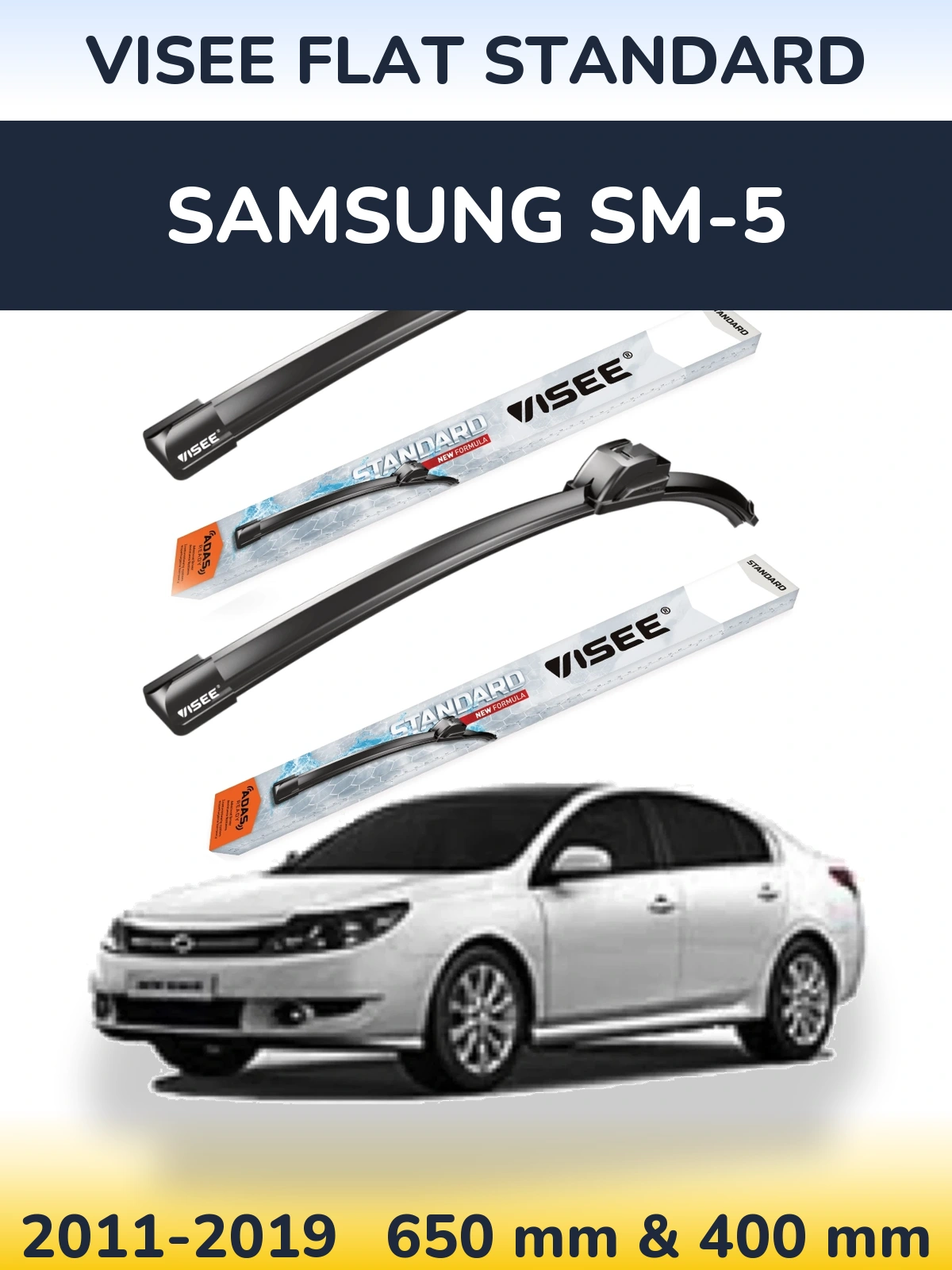 Sada předních stěračů VISEE FLAT STANDARD 650 a 400 mm pro Samsung SM-5 2011-2019