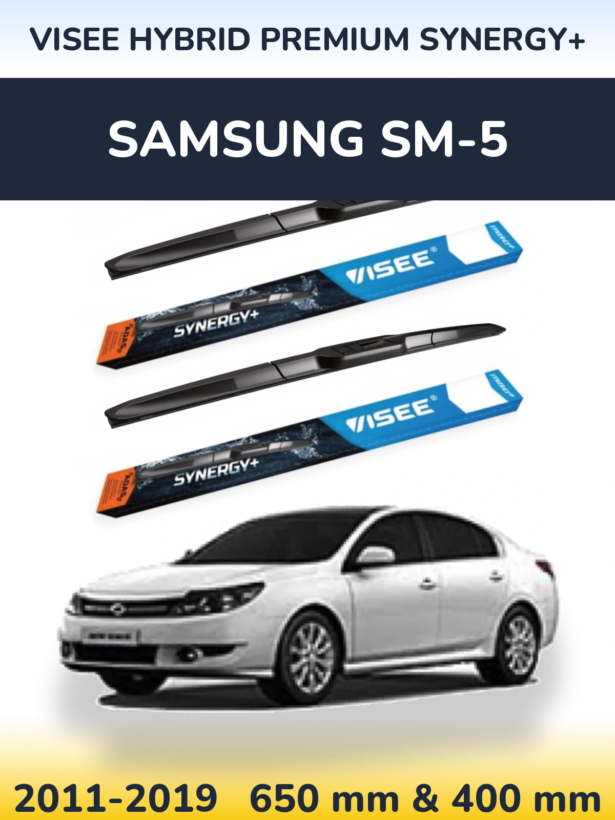 Sada předních stěračů VISEE HYBRID PREMIUM SYNERGY+ 650 a 400 mm pro Samsung SM-5 2011-2019