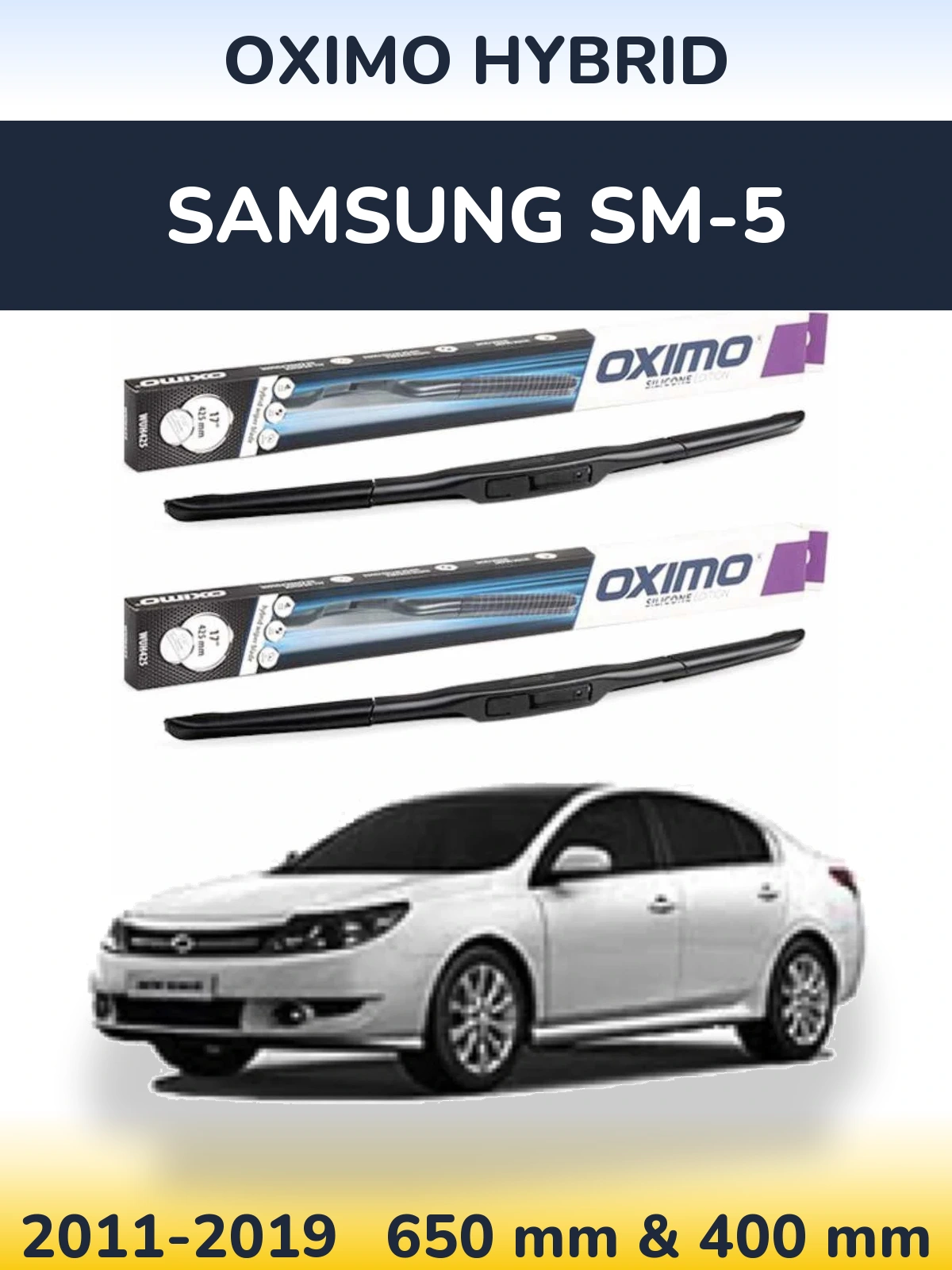 Sada předních stěračů Oximo Hybrid 650 a 400 mm pro Samsung SM-5 2011-2019