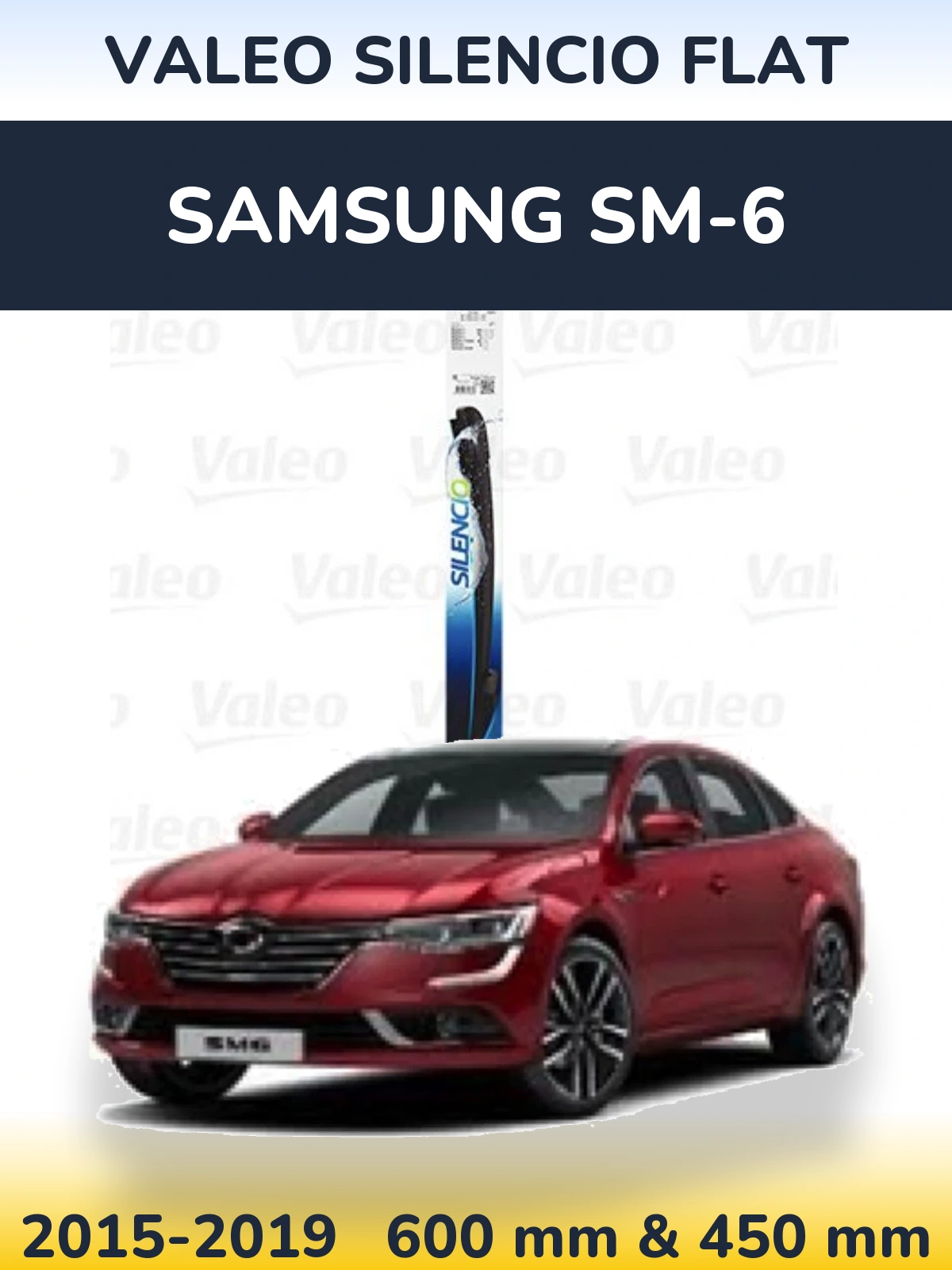 Sada předních stěračů Valeo Silencio Flat 600 a 450 mm pro Samsung SM-6 2015-2019