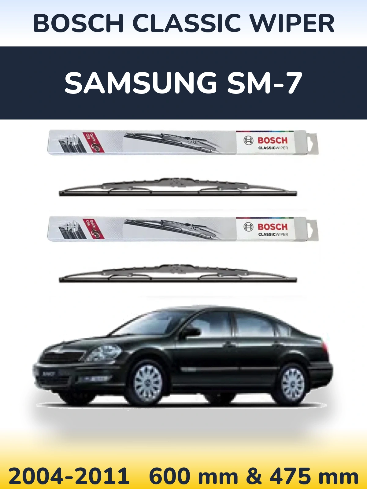 Sada předních stěračů BOSCH Classic Wiper 600 a 475 mm pro Samsung SM-7 2004-2011