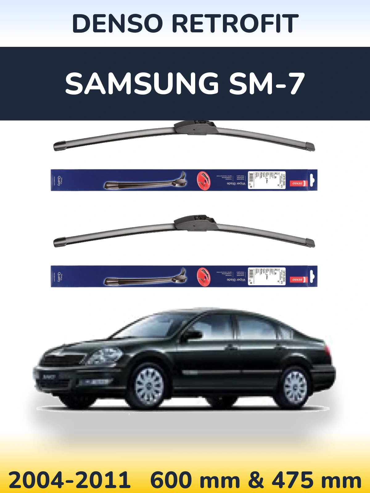Sada předních stěračů Denso Retrofit 600 a 475 mm pro Samsung SM-7 2004-2011