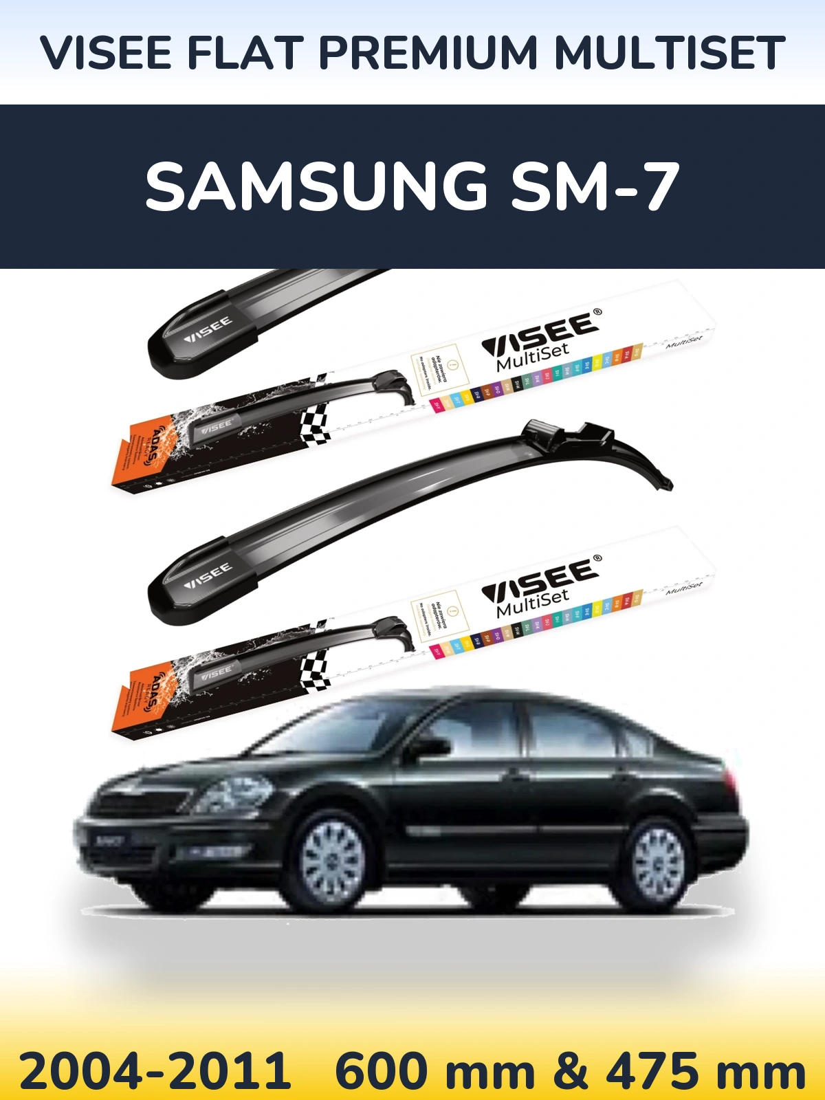 Sada předních stěračů VISEE FLAT PREMIUM MultiSet 600 a 475 mm pro Samsung SM-7 2004-2011