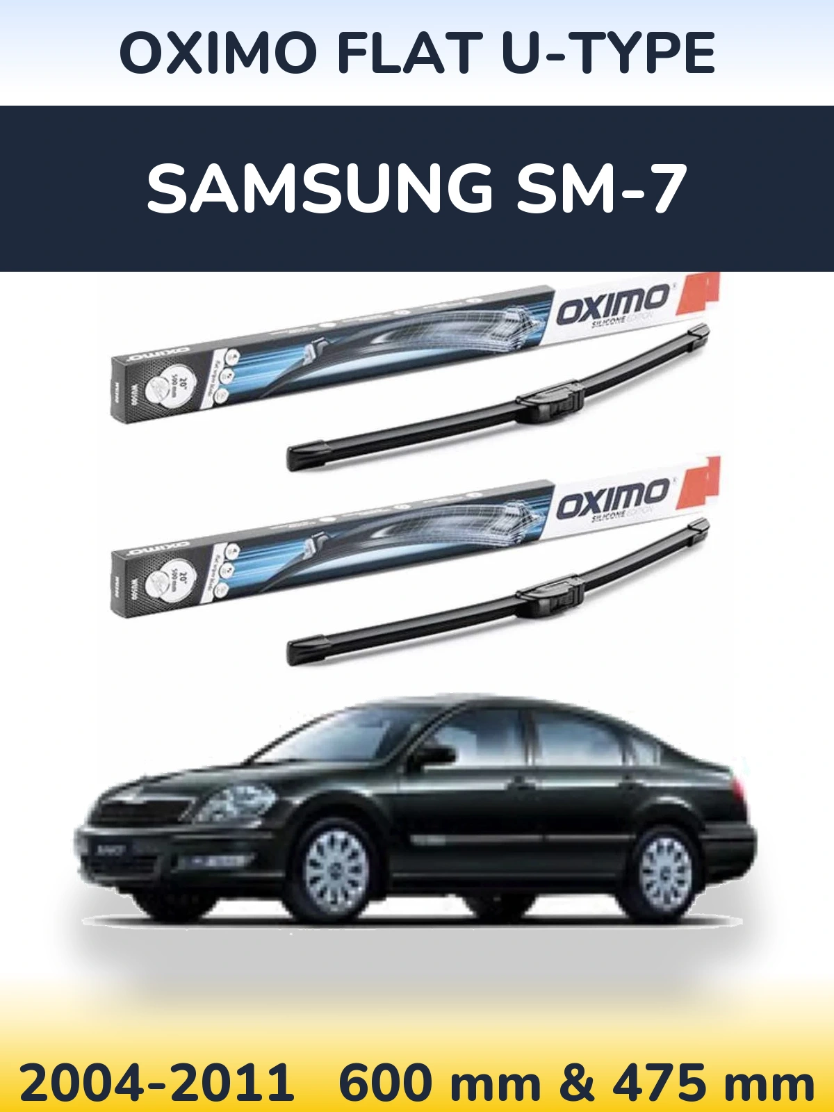 Sada předních stěračů Oximo Flat U-type 600 a 475 mm pro Samsung SM-7 2004-2011