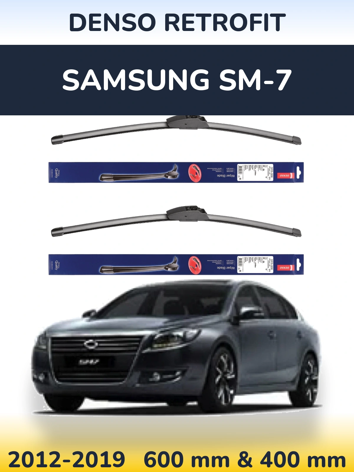 Sada předních stěračů Denso Retrofit 600 a 400 mm pro Samsung SM-7 2012-2019