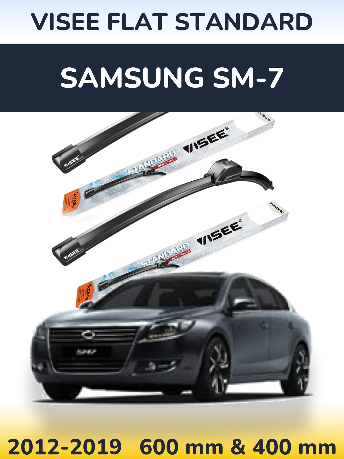 Sada předních stěračů VISEE FLAT STANDARD 600 a 400 mm pro Samsung SM-7 2012-2019