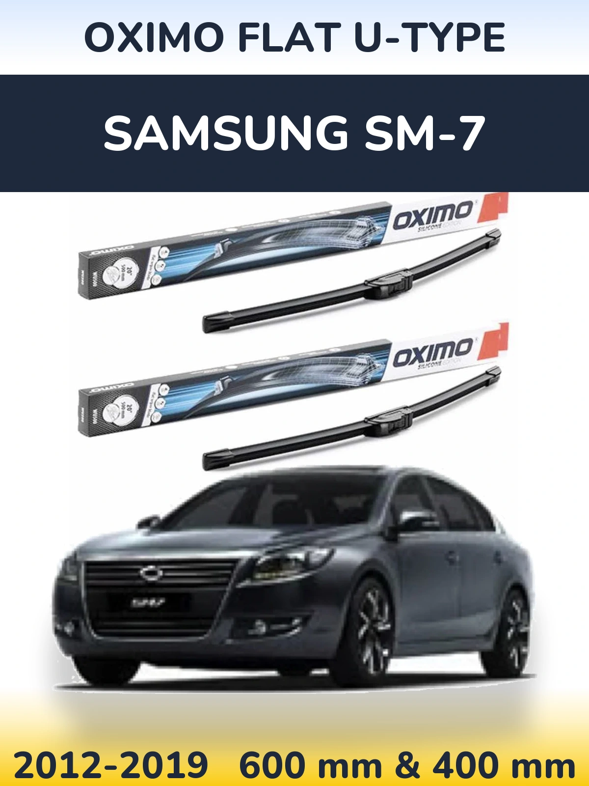 Sada předních stěračů Oximo Flat U-type 600 a 400 mm pro Samsung SM-7 2012-2019