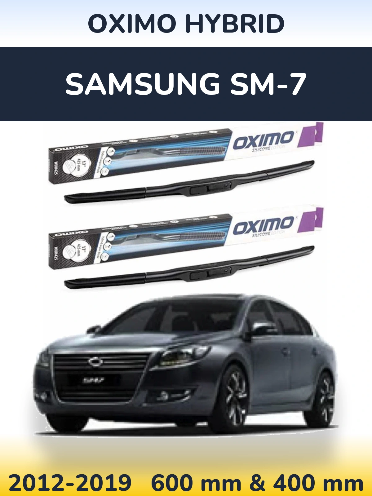 Sada předních stěračů Oximo Hybrid 600 a 400 mm pro Samsung SM-7 2012-2019